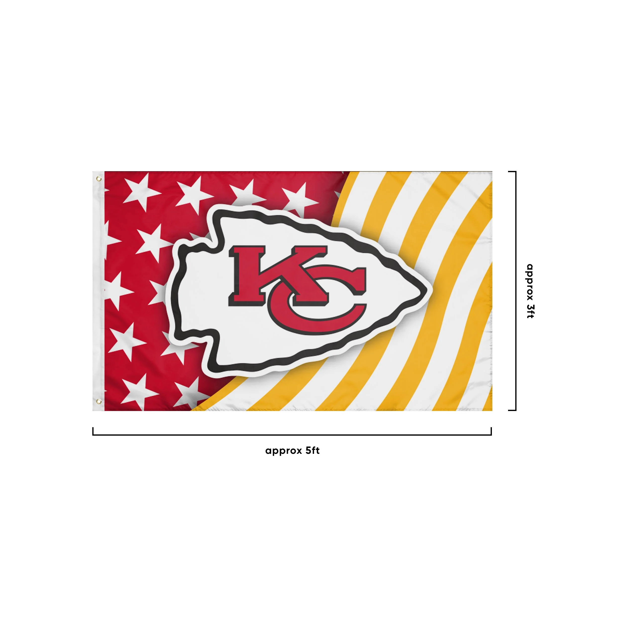 Kansas City Chiefs NFL Americana Horizontal Flag - Image 3
