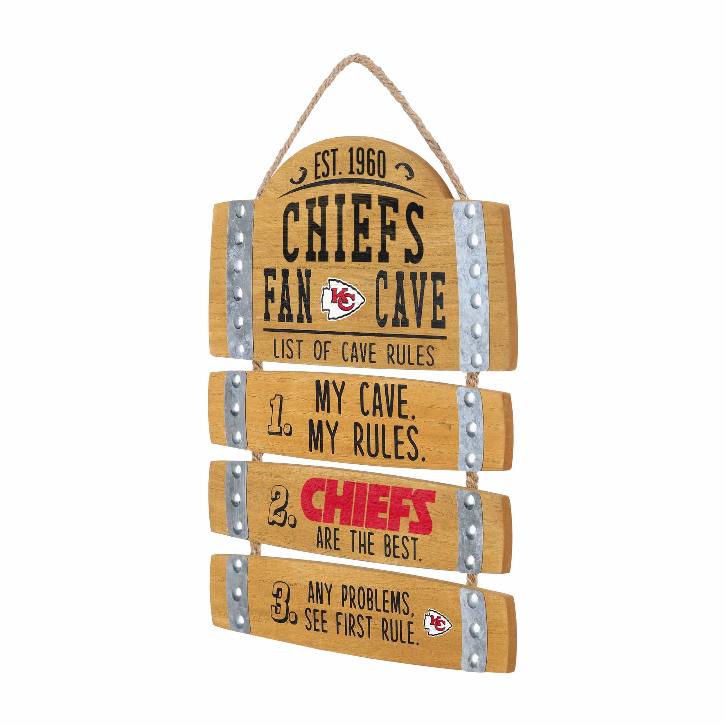 Kansas City Chiefs NFL Barrel Slat Mancave Sign - Image 2