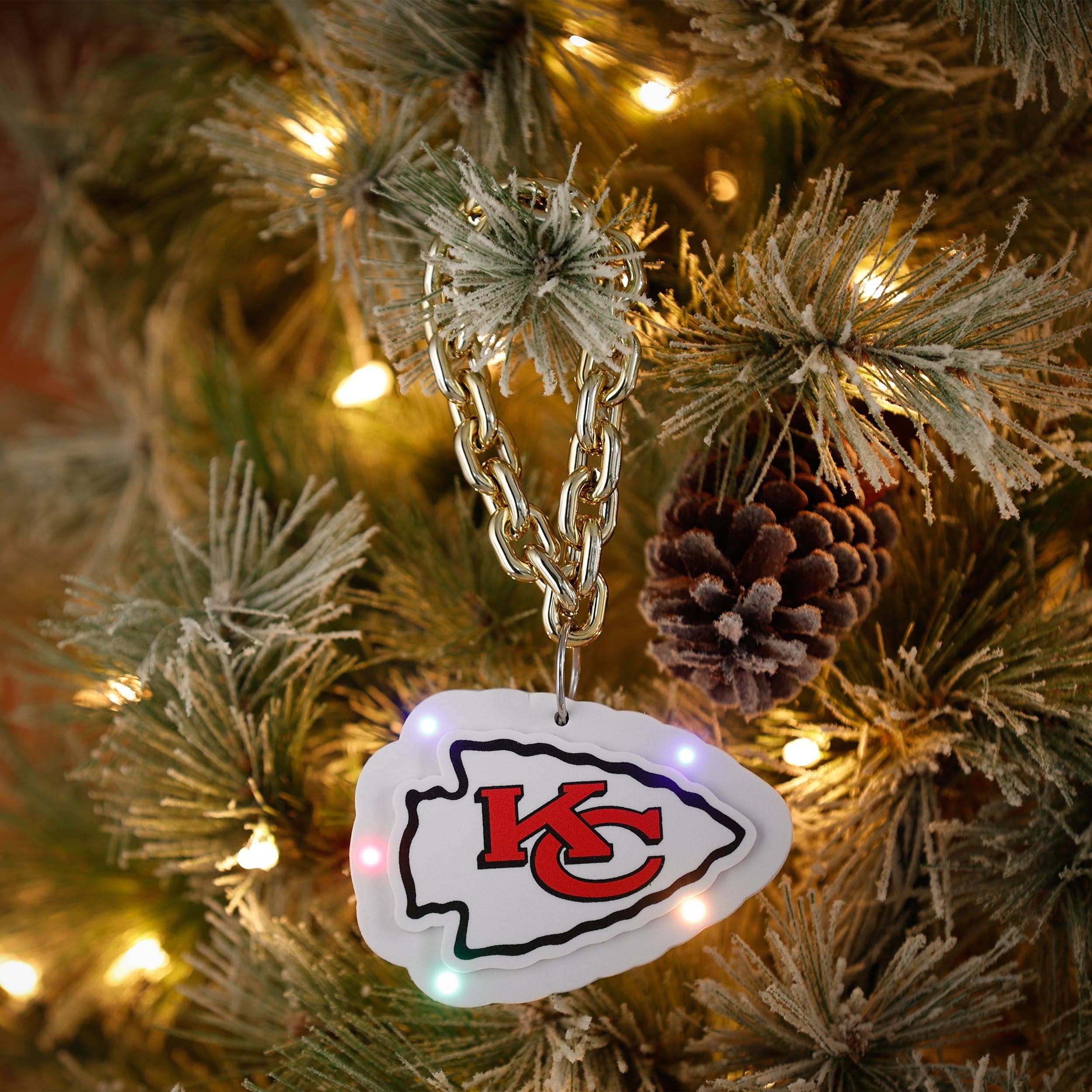 Kansas City Chiefs NFL Big Logo Light Up Chain Ornament - Image 3