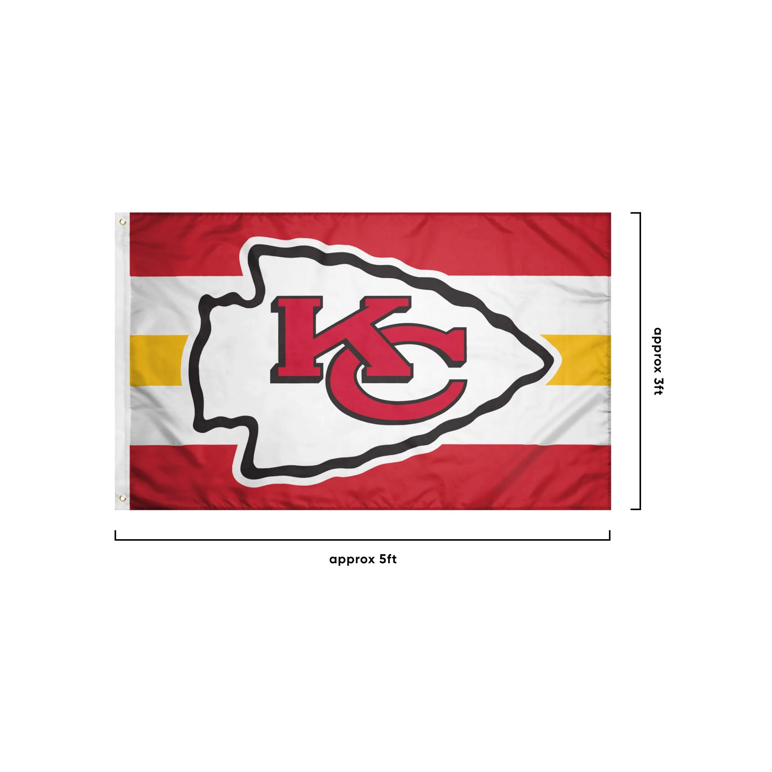 Kansas City Chiefs NFL Big Logo Team Stripe Horizontal Flag - Image 3