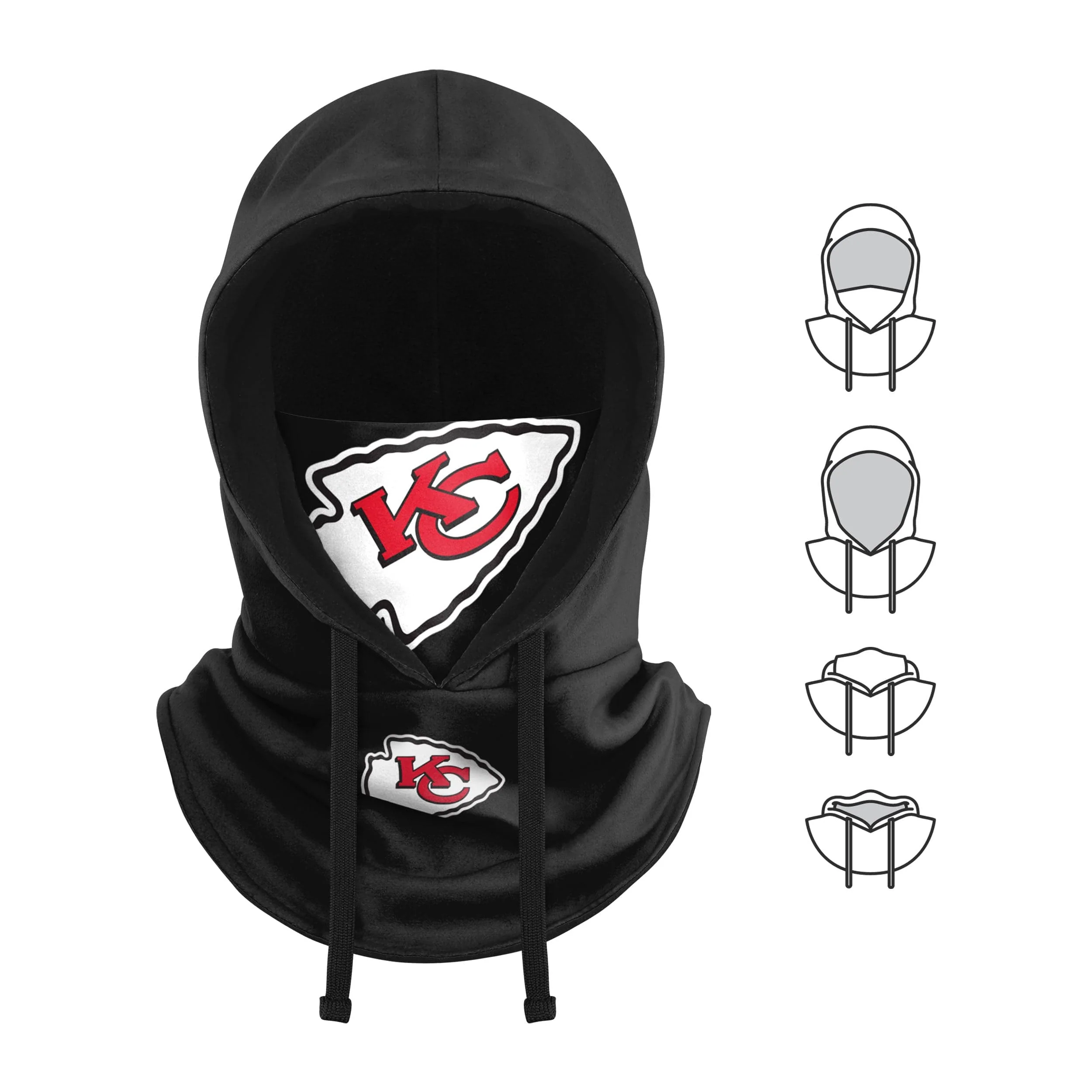 Kansas City Chiefs NFL Black Drawstring Hooded Gaiter - Image 5