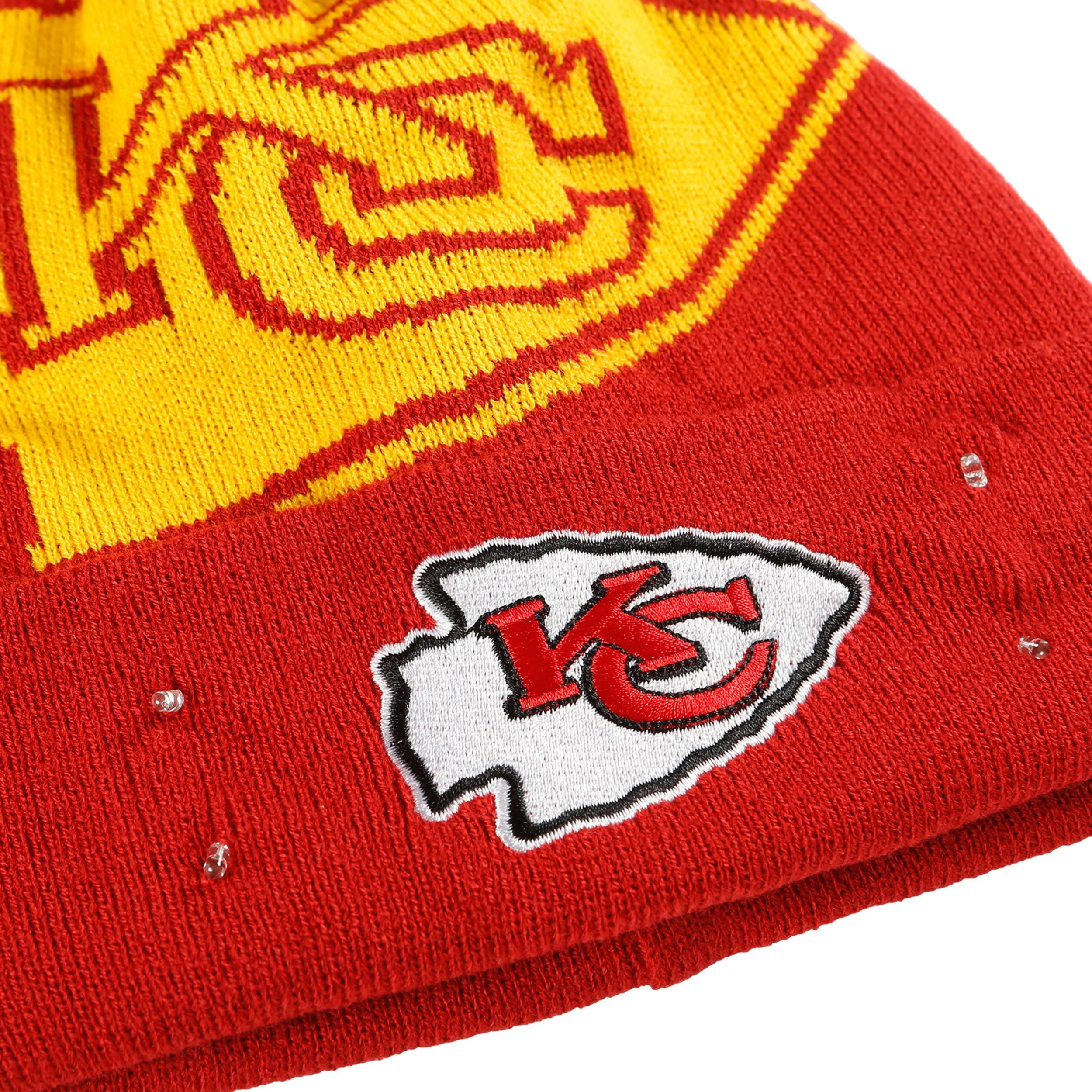 Kansas City Chiefs NFL Cropped Logo Light Up Knit Beanie - Image 3