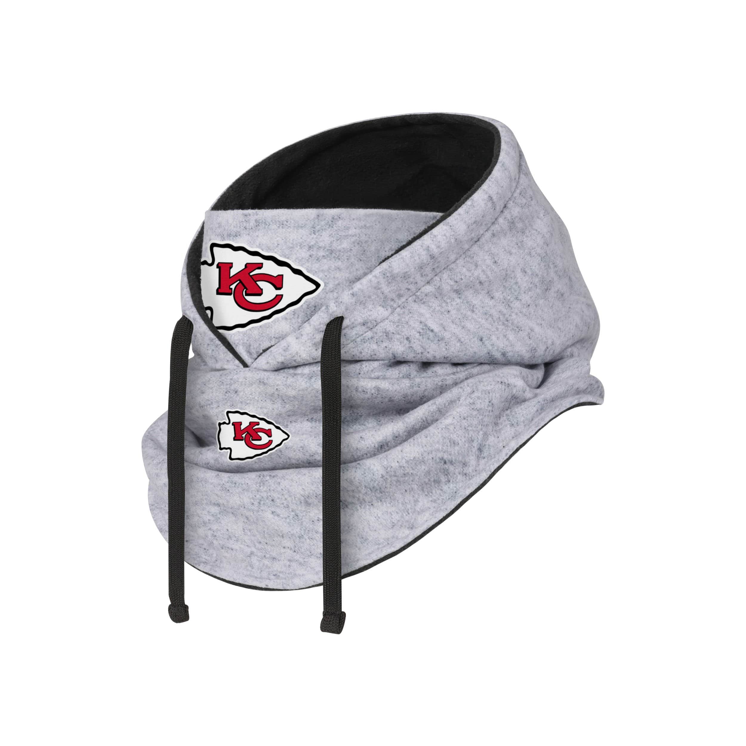 Kansas City Chiefs NFL Heather Gray Drawstring Hooded Gaiter Scarf - Image 2