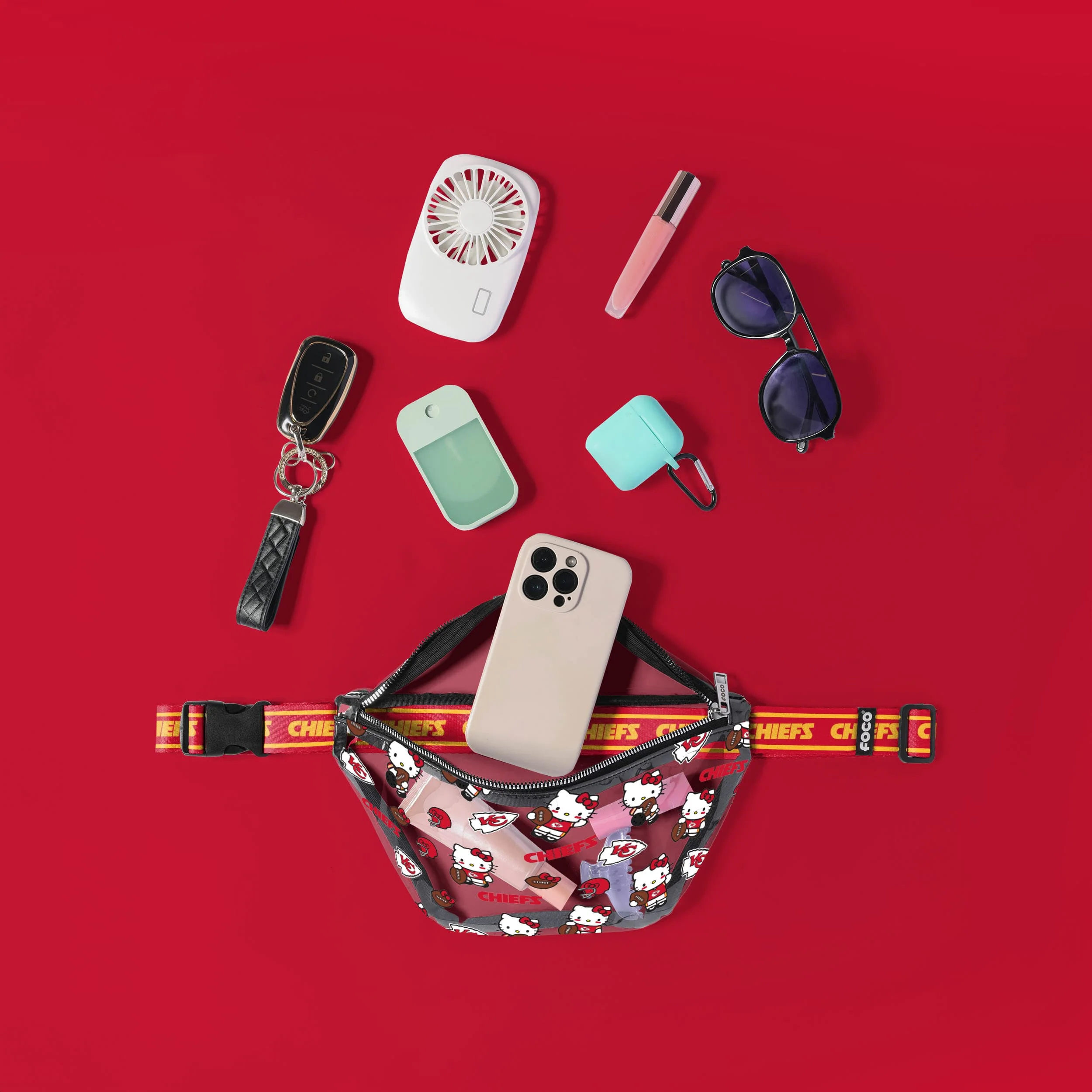 Kansas City Chiefs NFL Hello Kitty® Clear Fanny Pack (PREORDER - SHIPS MID JULY) - Image 3