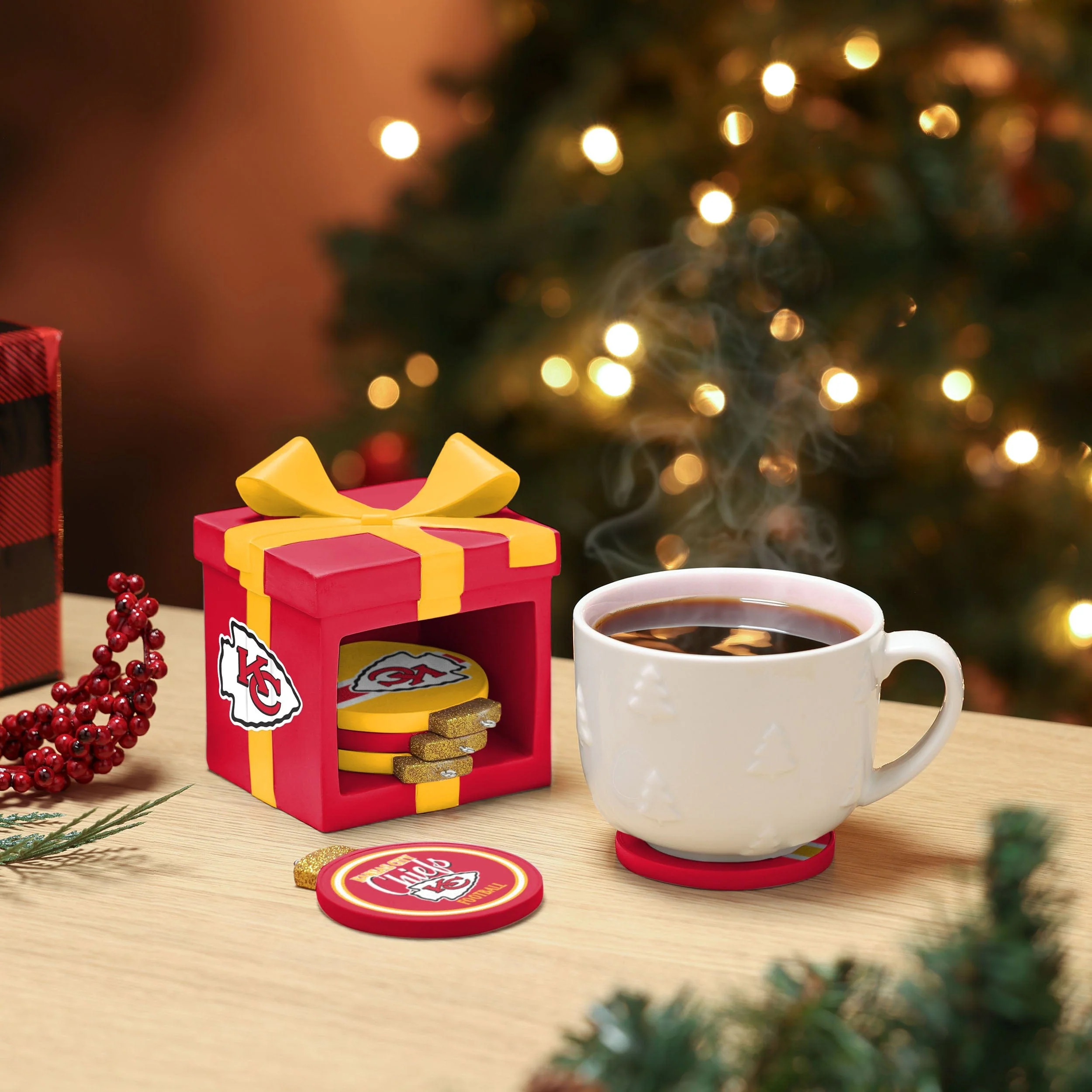Kansas City Chiefs NFL Holiday 5 Pack Coaster Set - Image 2