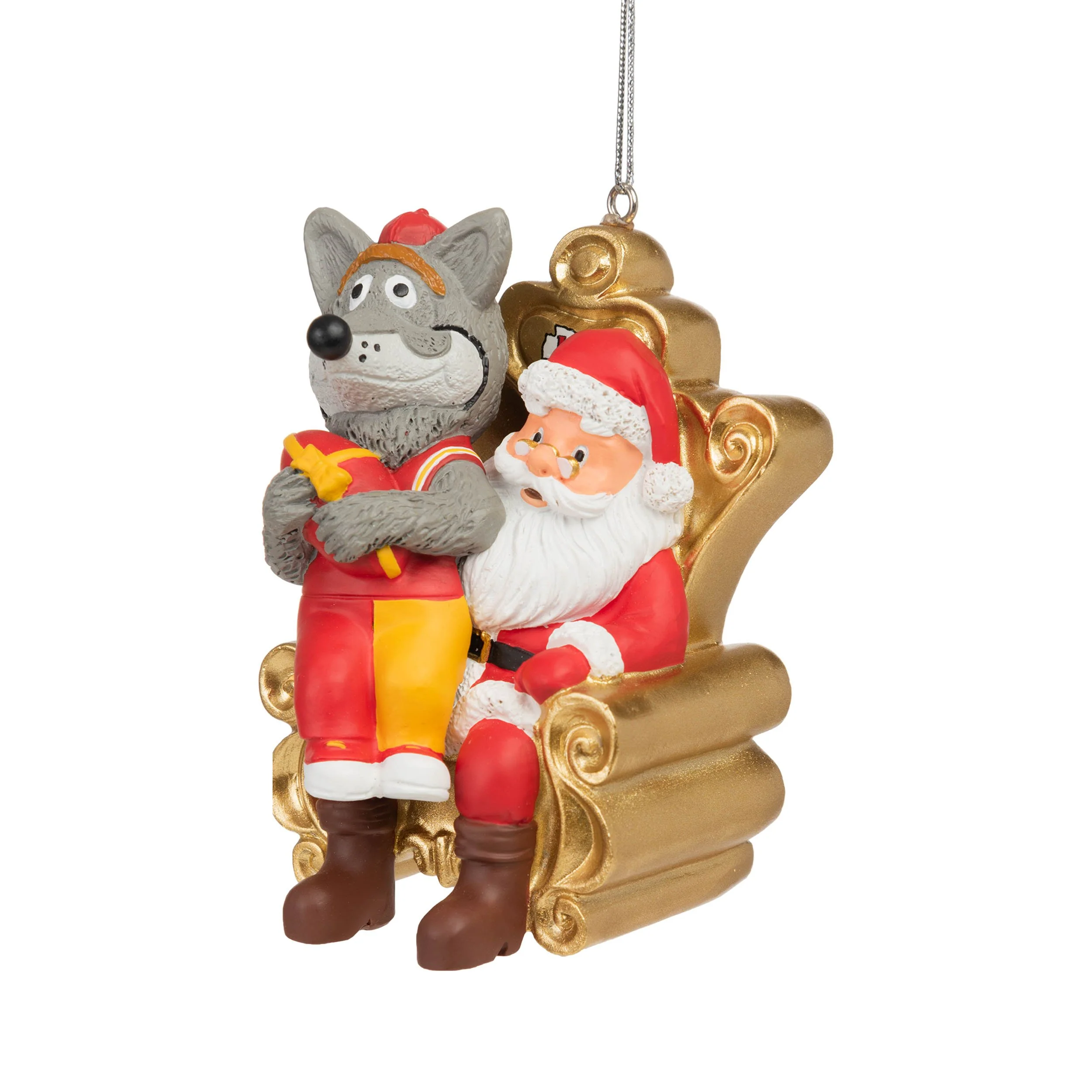 Kansas City Chiefs NFL KC Wolf Mascot on Santas Lap Ornament - Image 2