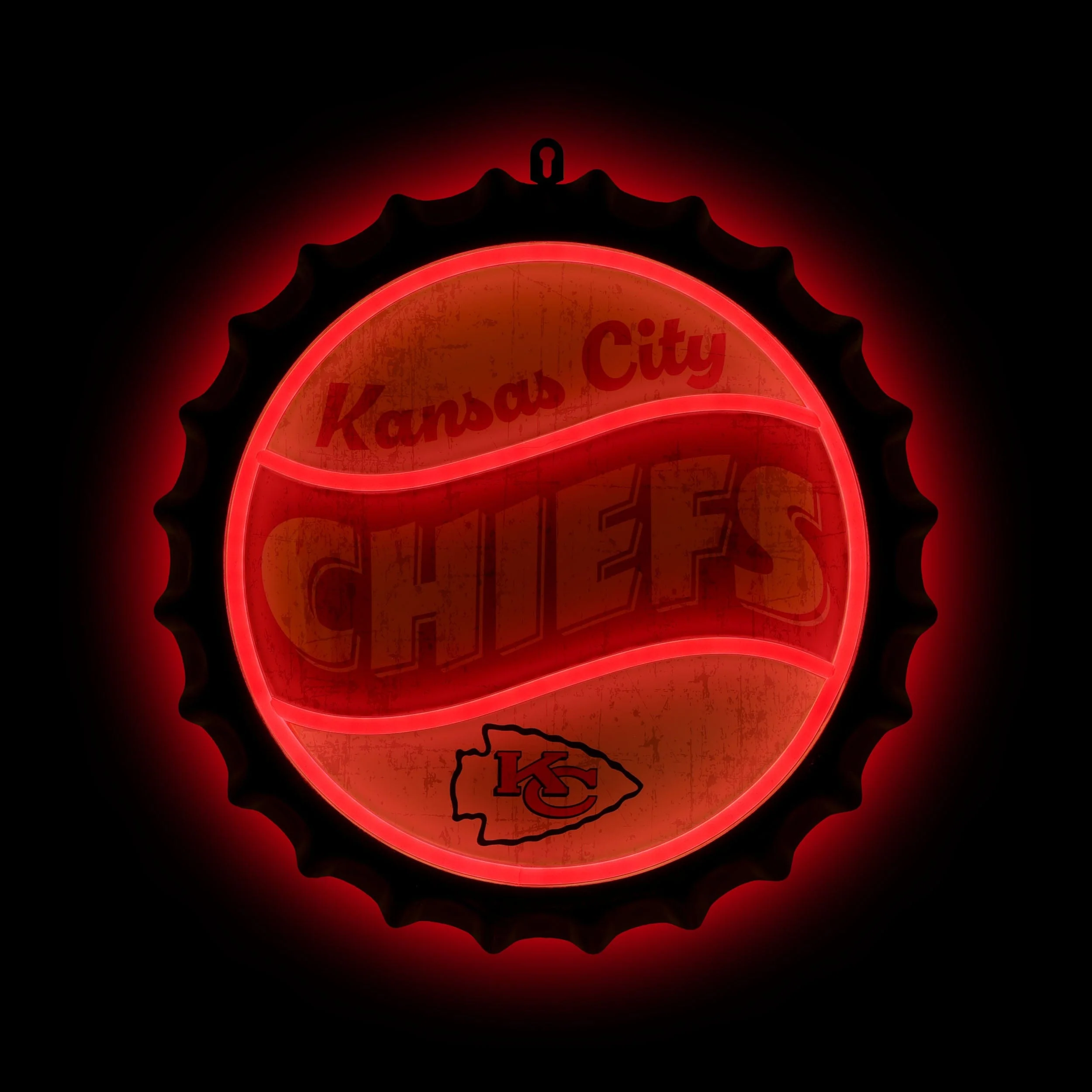 Kansas City Chiefs NFL LED Neon Backlit Bottle Cap Wall Sign - Image 2