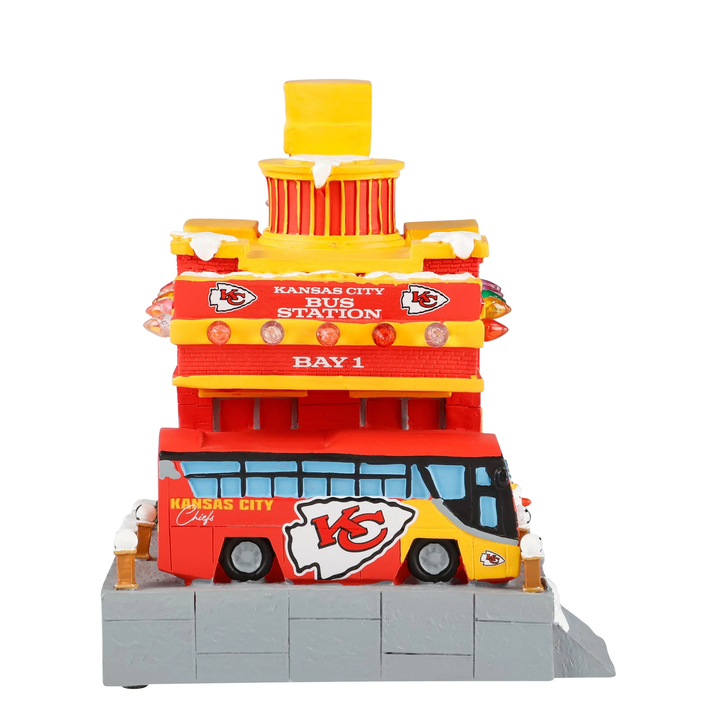 Kansas City Chiefs NFL Light Up Resin Team Bus Station - Image 3