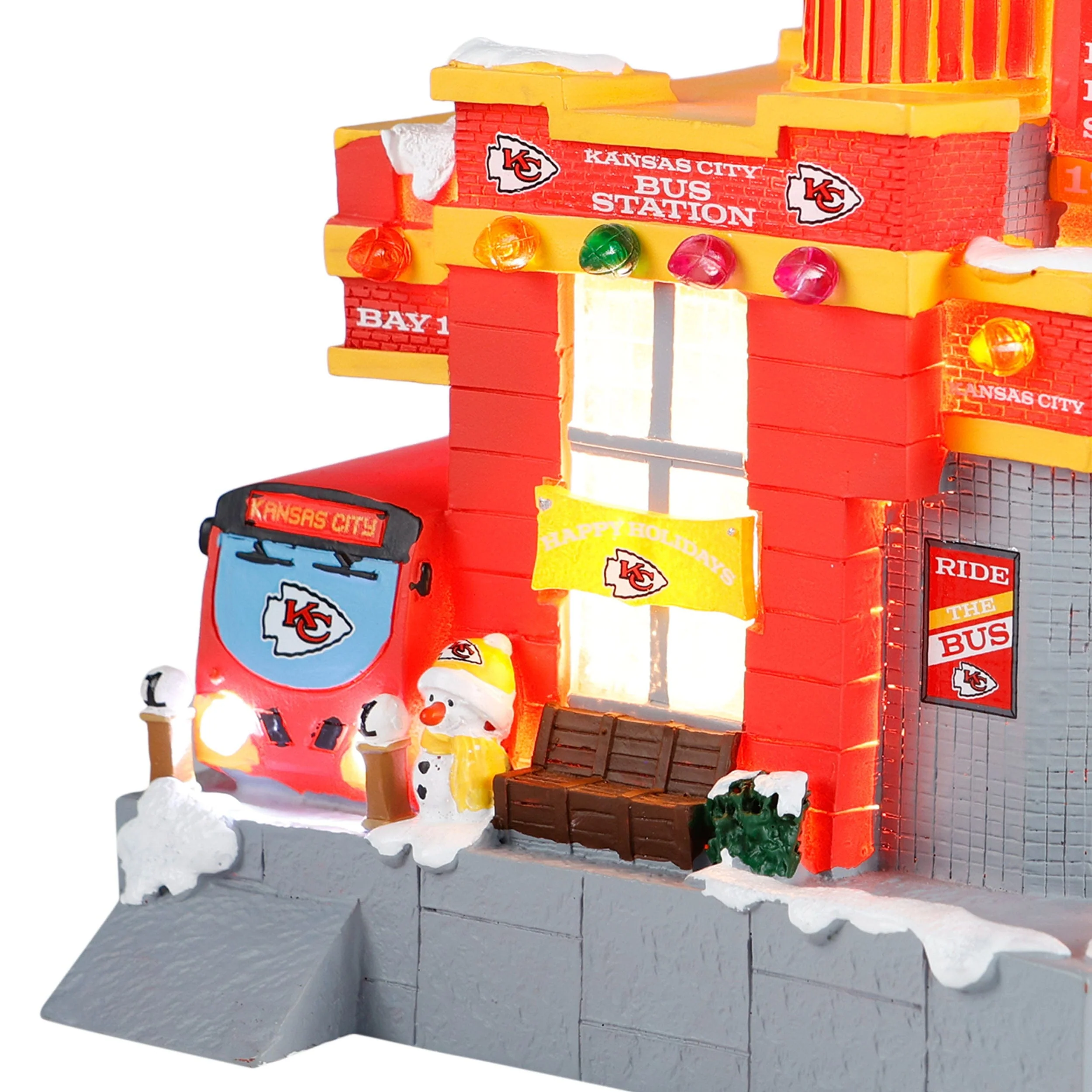Kansas City Chiefs NFL Light Up Resin Team Bus Station - Image 4