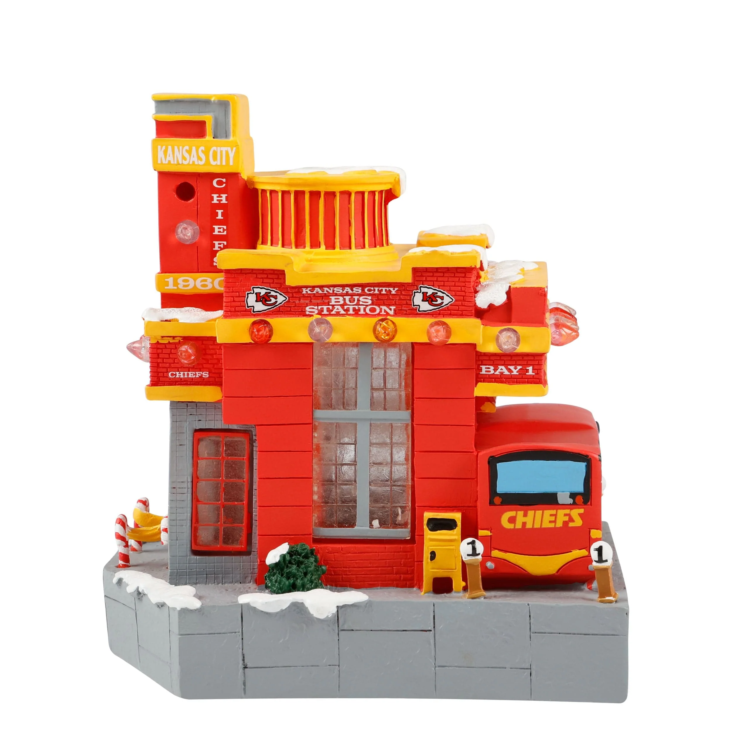 Kansas City Chiefs NFL Light Up Resin Team Bus Station - Image 5