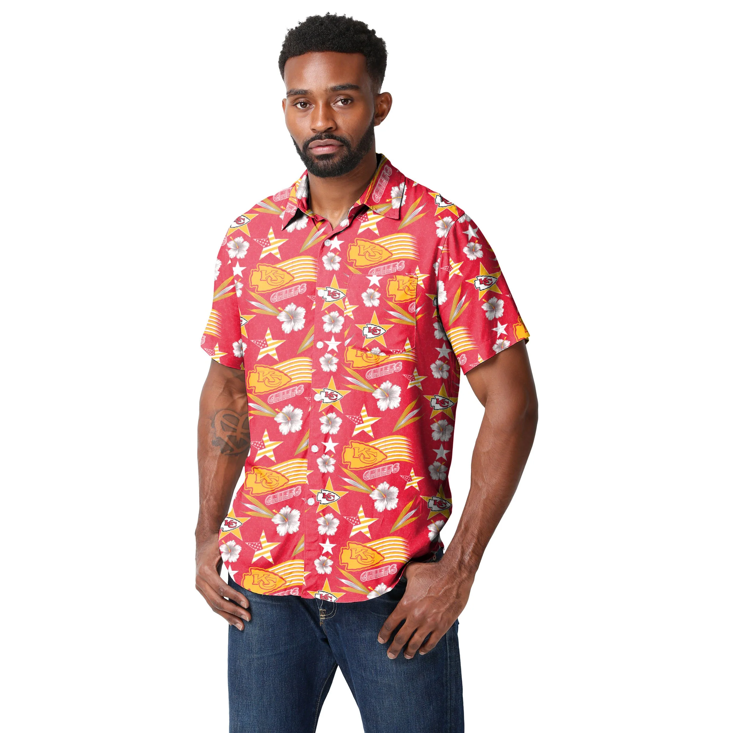 Kansas City Chiefs NFL Mens Americana Button Up Shirt - Image 2
