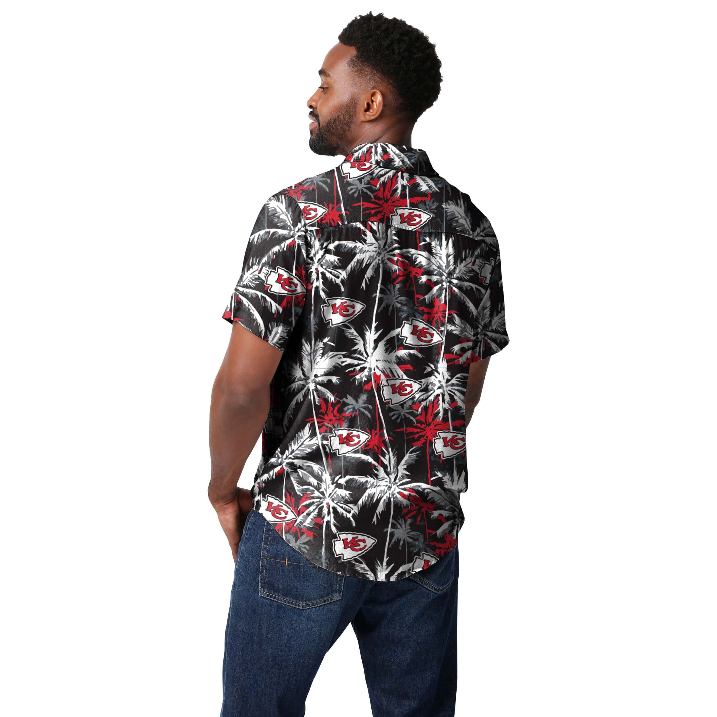Kansas City Chiefs NFL Mens Black Floral Button Up Shirt - Image 3