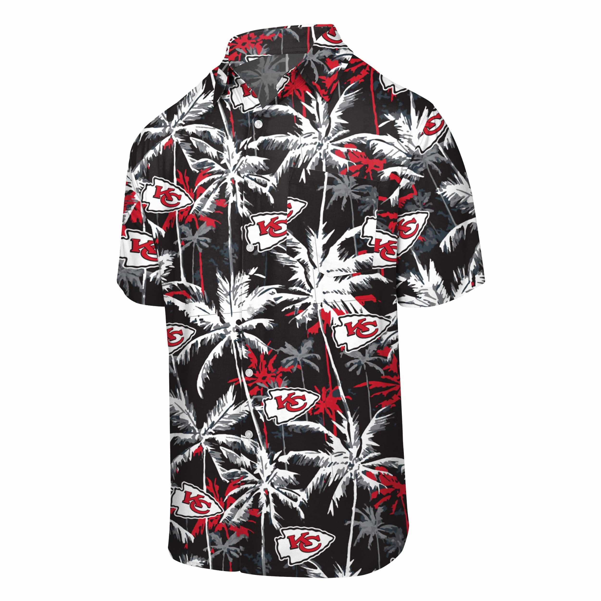Kansas City Chiefs NFL Mens Black Floral Button Up Shirt - Image 4