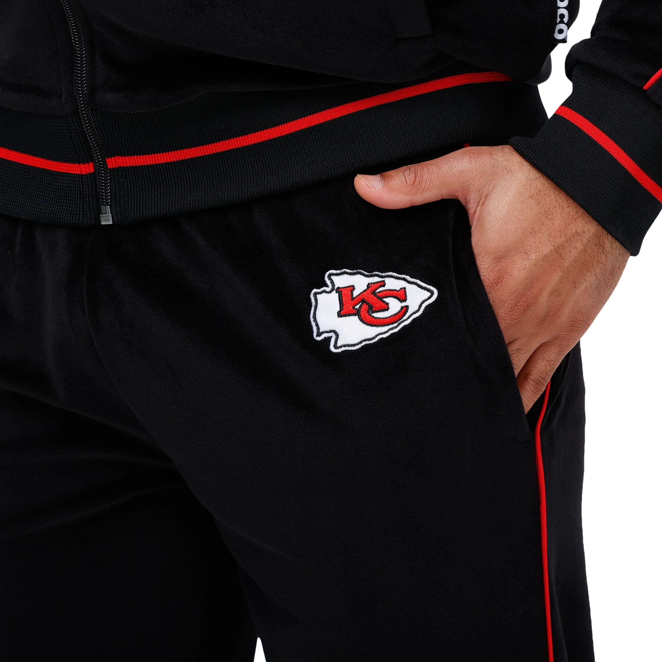 Kansas City Chiefs NFL Mens Black Velour Pants - Image 3