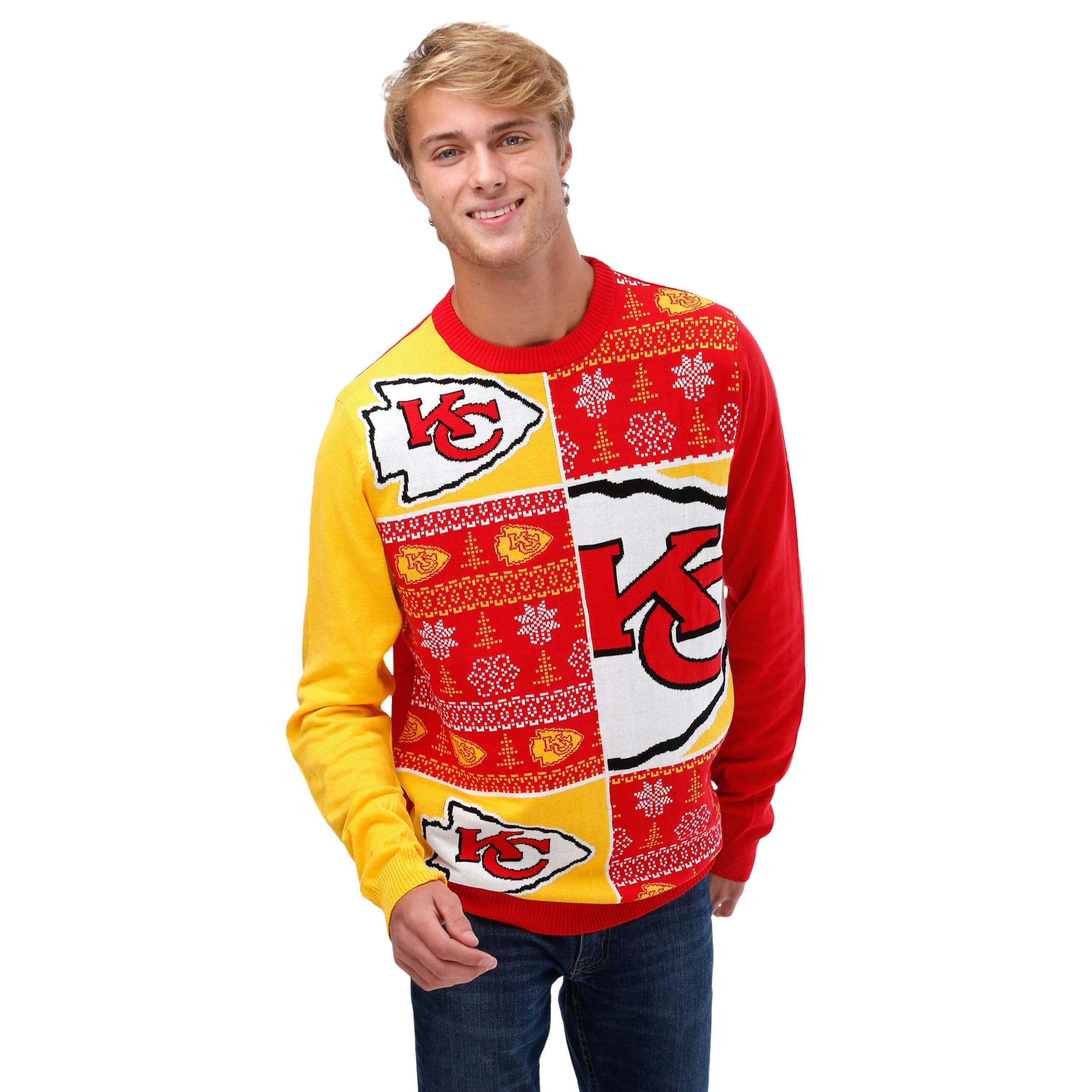 Kansas City Chiefs NFL Mens Busy Block Snowfall Sweater - Image 2