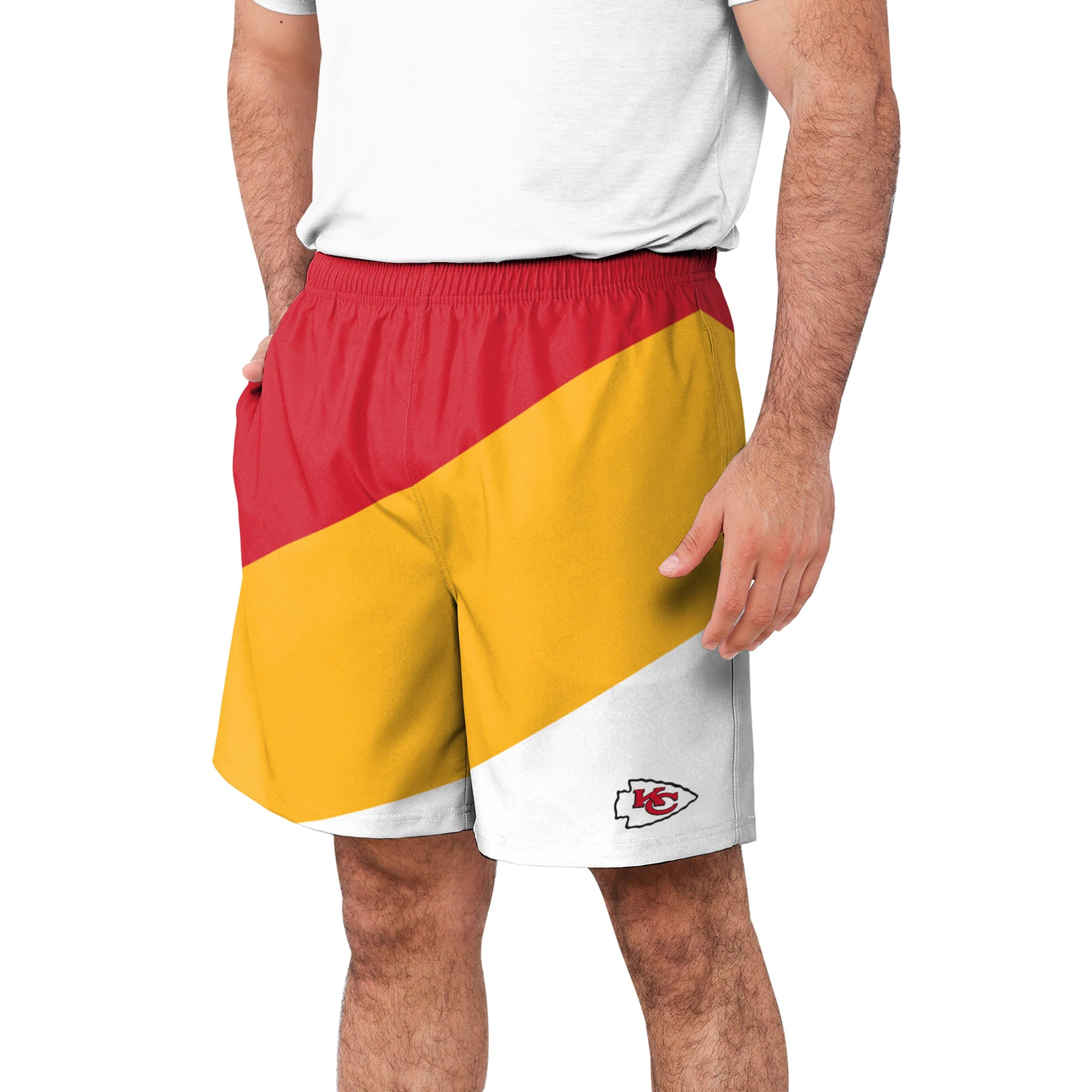 Kansas City Chiefs NFL Mens Colorblock Double Down Liner Training Shorts - Image 2