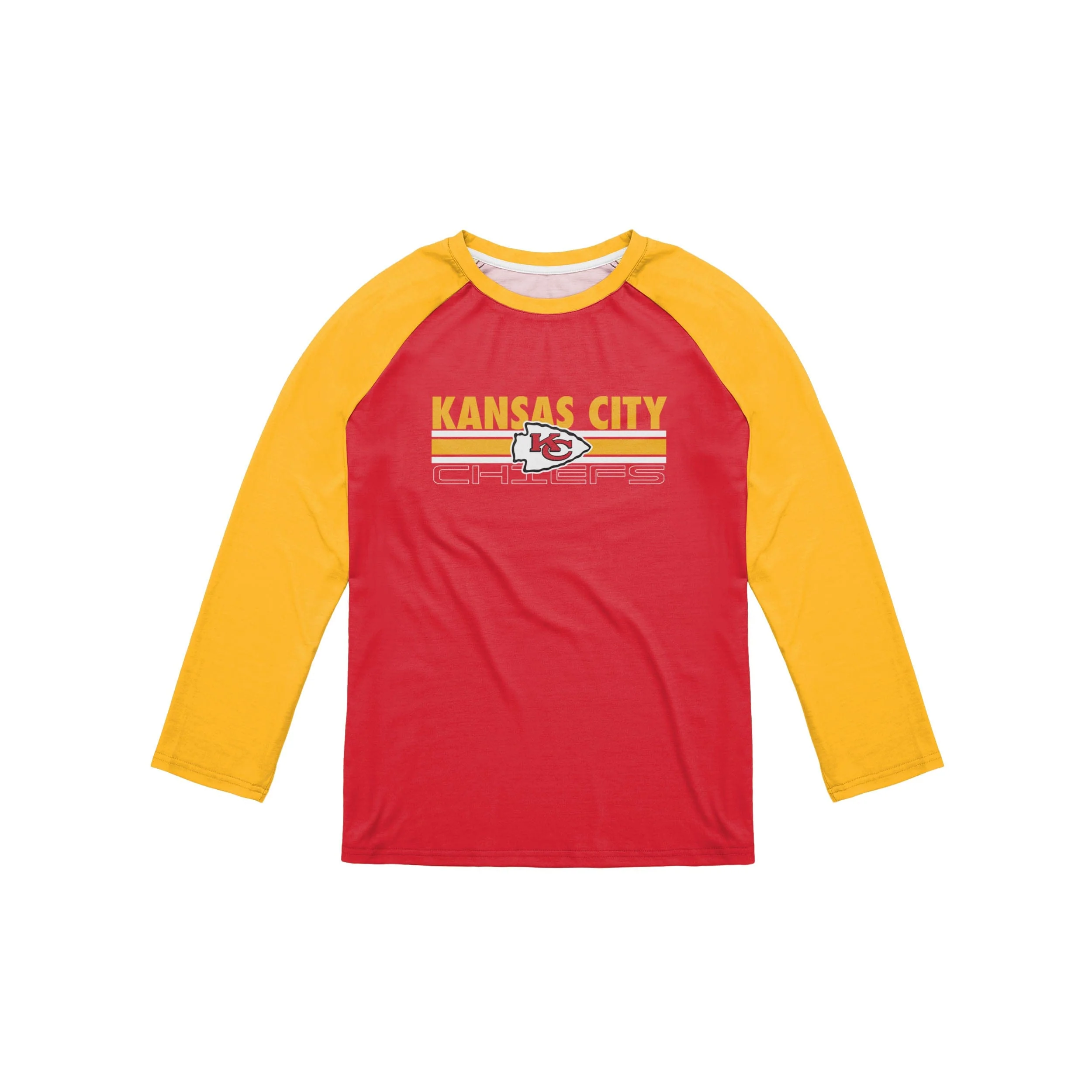 Kansas City Chiefs NFL Mens Colorblock Wordmark Raglan T-Shirt - Image 3