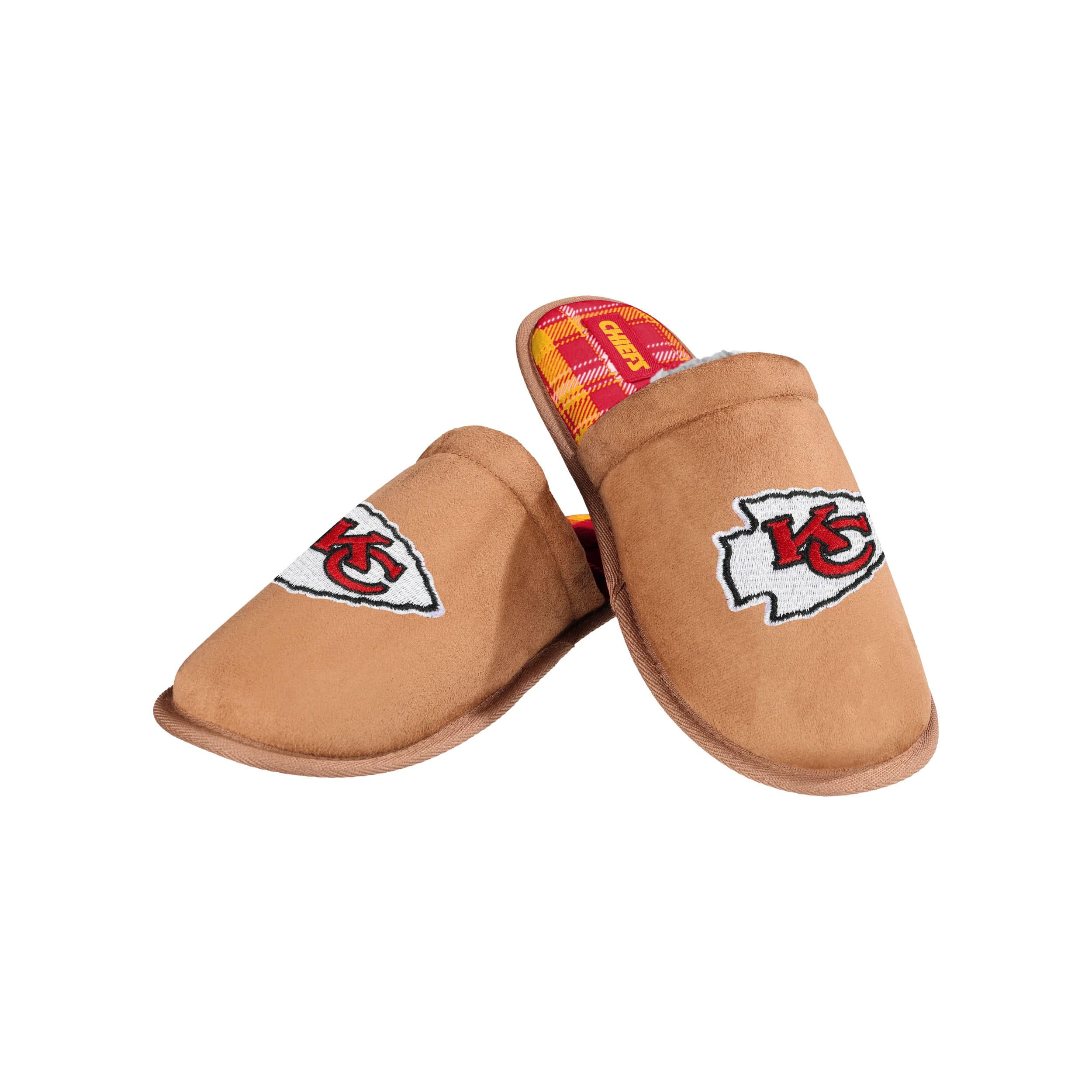 Kansas City Chiefs NFL Mens Flannel Lined Brown Suede Scuff Slipper - Image 3