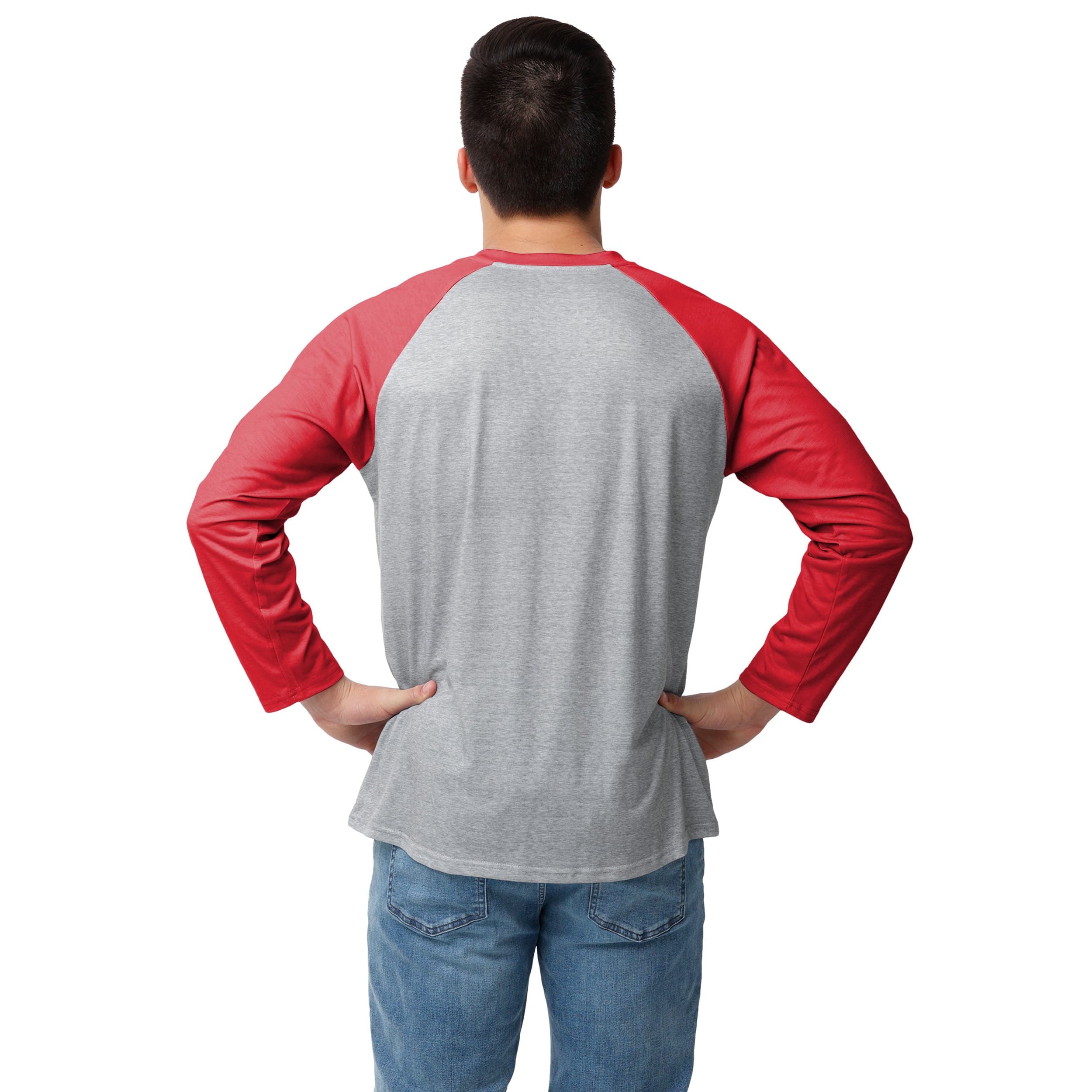 Kansas City Chiefs NFL Mens Gray Big Logo Raglan T-Shirt - Image 3