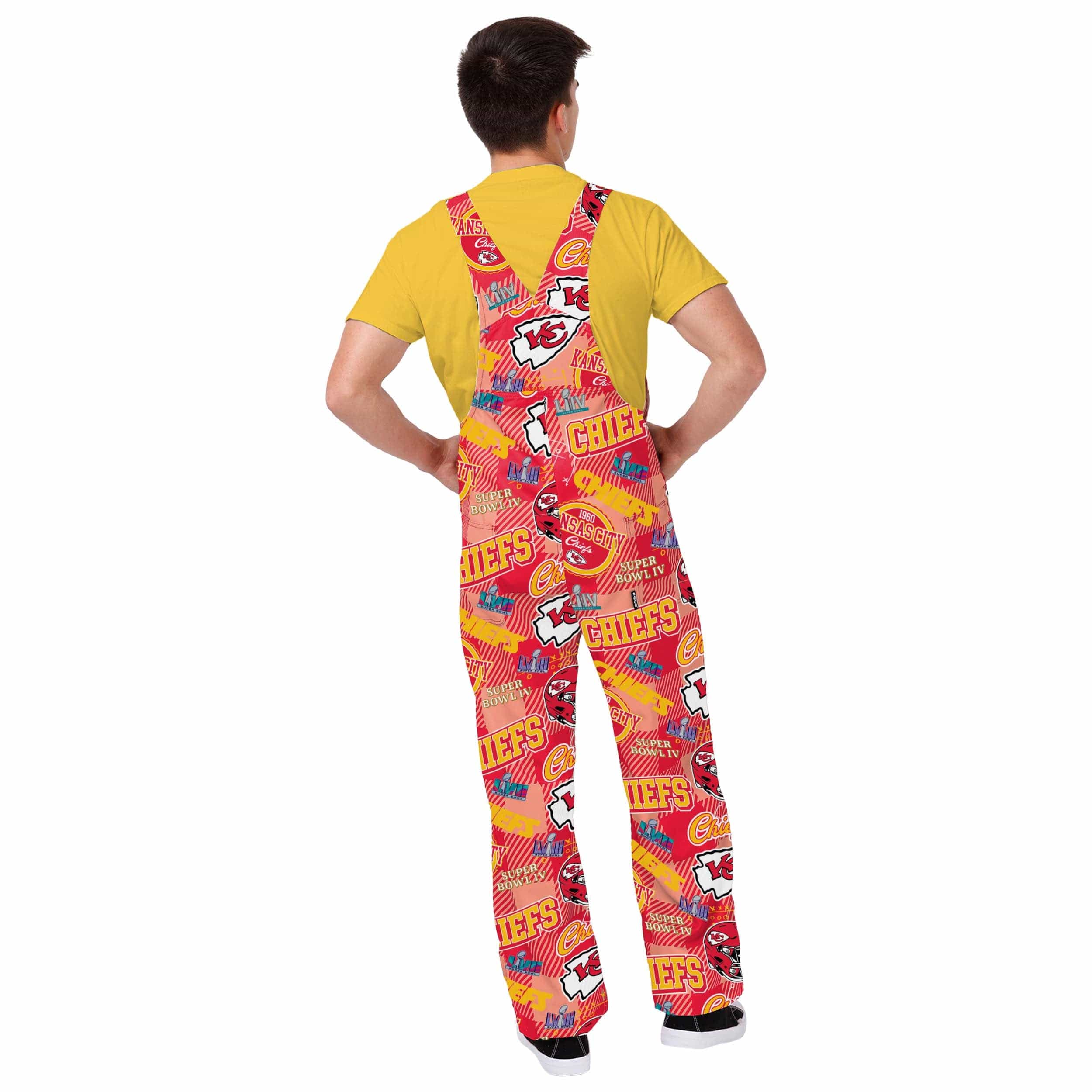 Kansas City Chiefs NFL Mens Historic Print Bib Overalls - Image 2