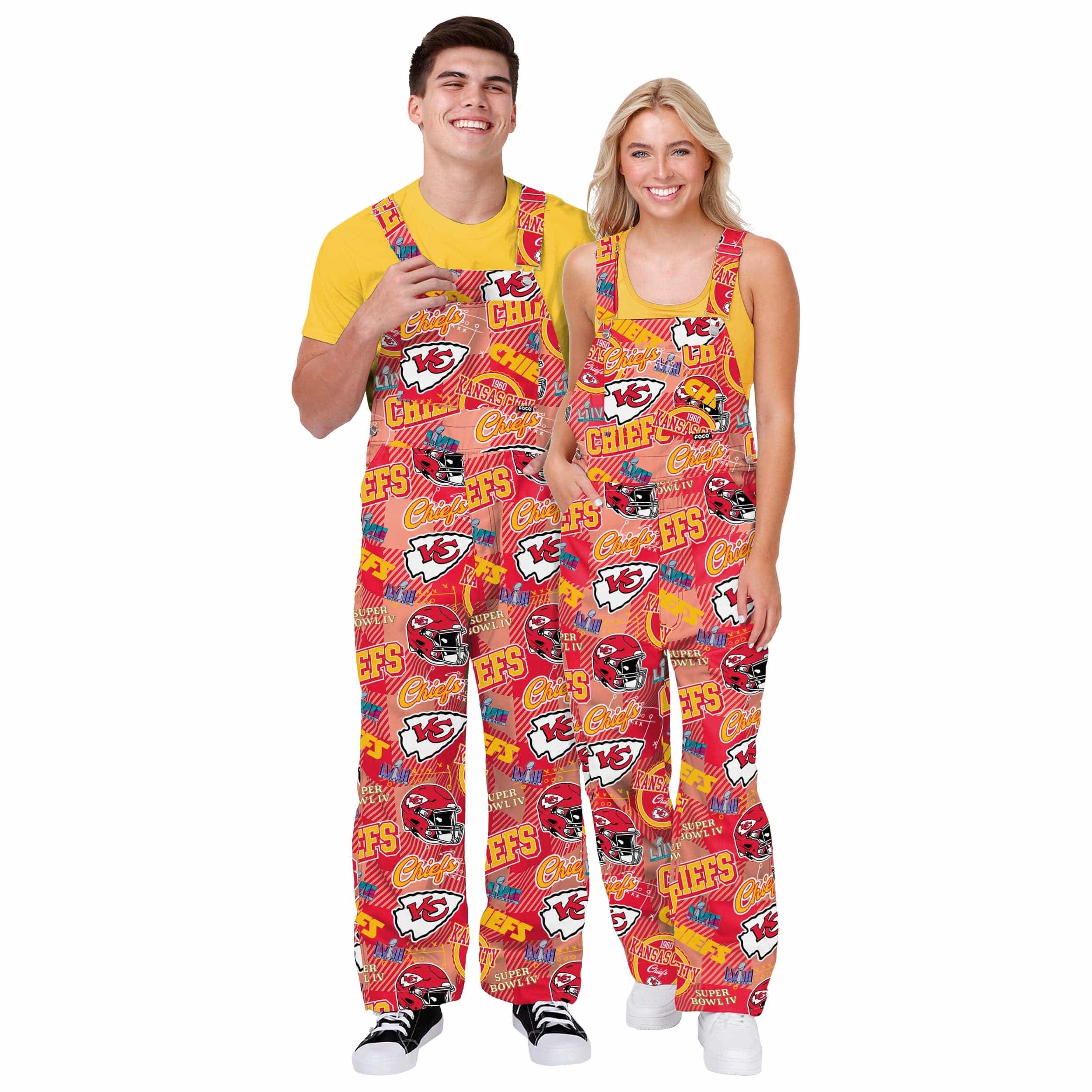 Kansas City Chiefs NFL Mens Historic Print Bib Overalls - Image 3