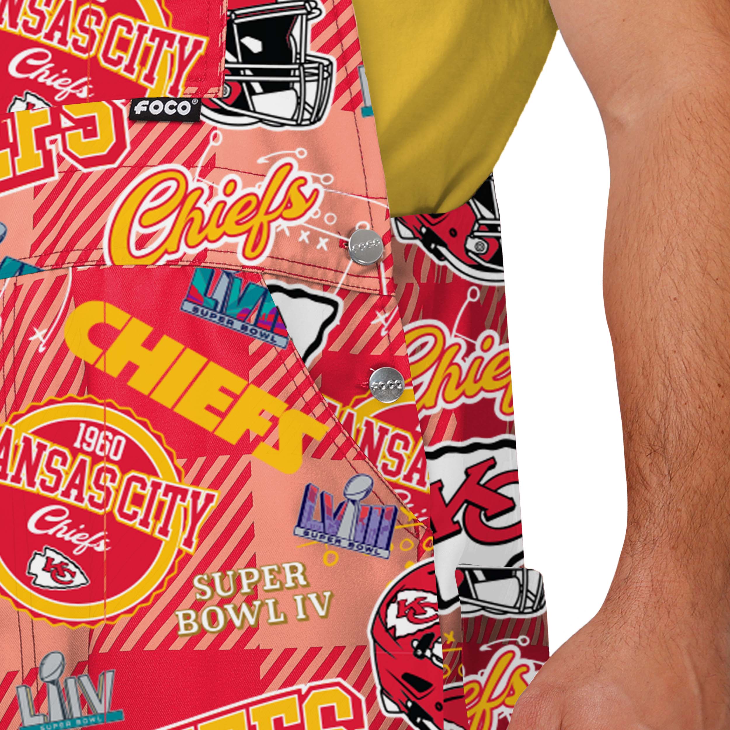 Kansas City Chiefs NFL Mens Historic Print Bib Overalls - Image 5