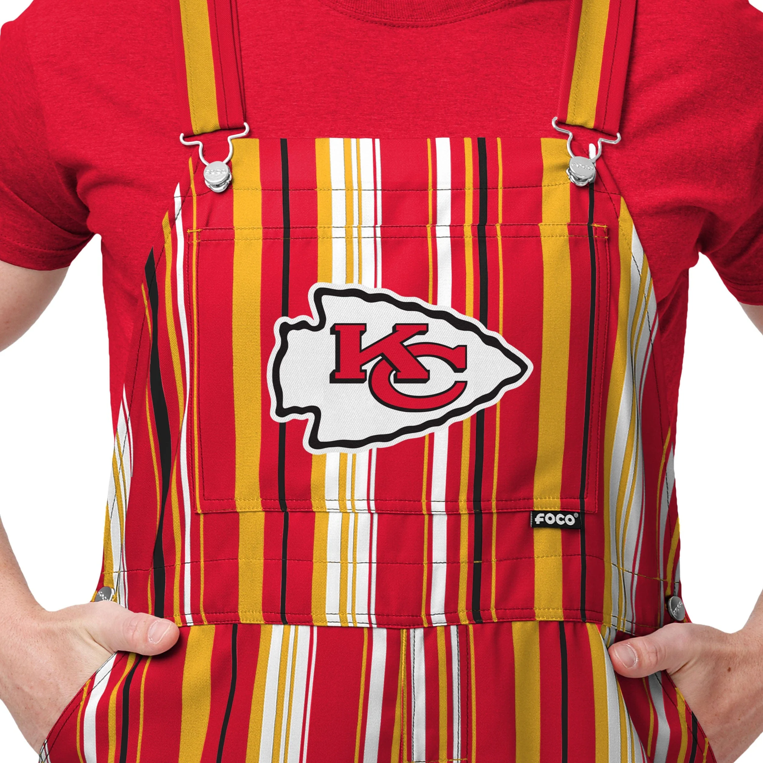 Kansas City Chiefs NFL Mens Hyper Stripe Bib Overalls - Image 4