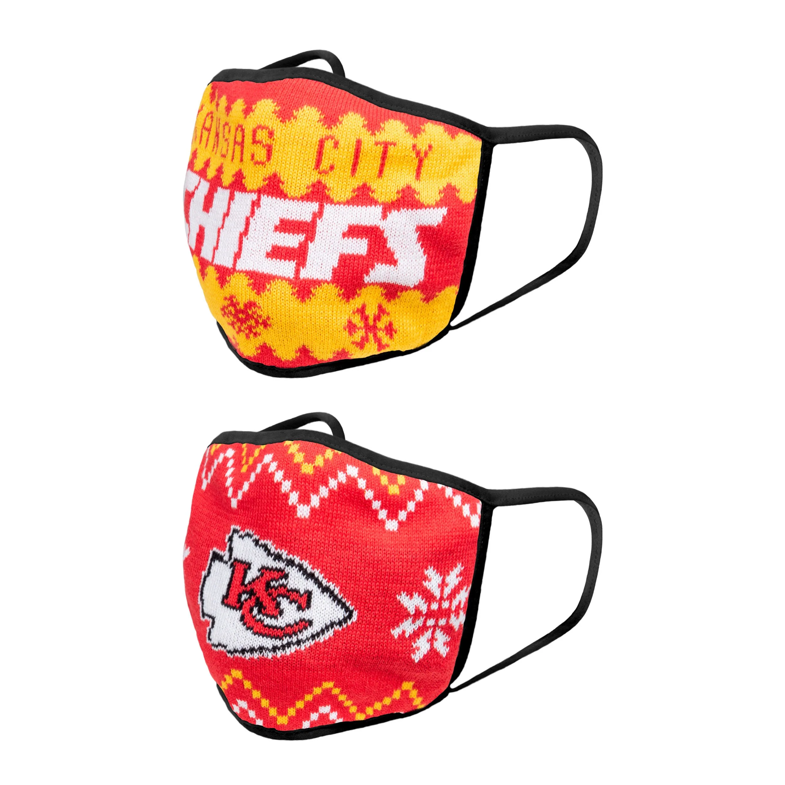 Kansas City Chiefs NFL Mens Knit 2 Pack Face Cover - Image 2