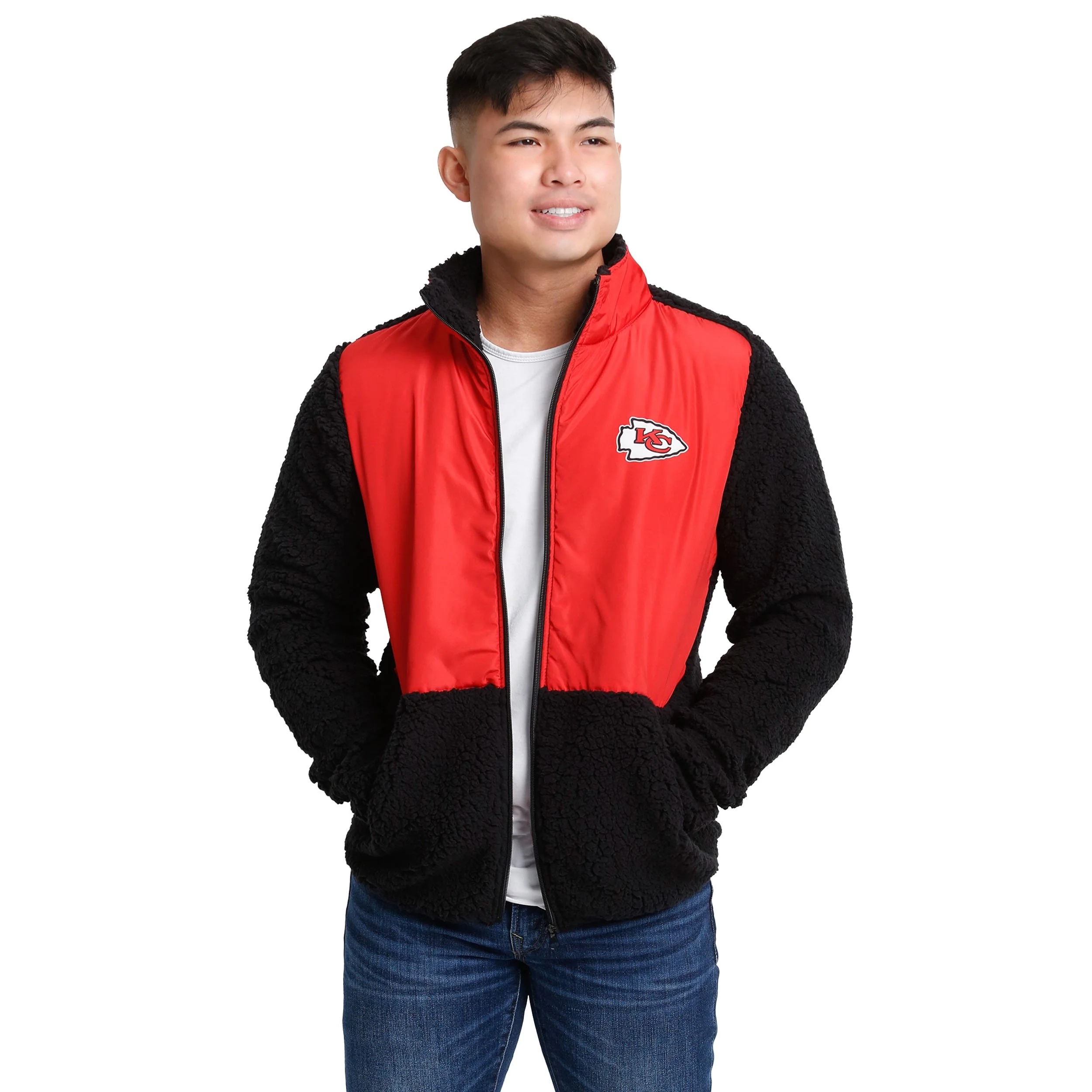Kansas City Chiefs NFL Mens Sherpa Soft Zip Up Jacket