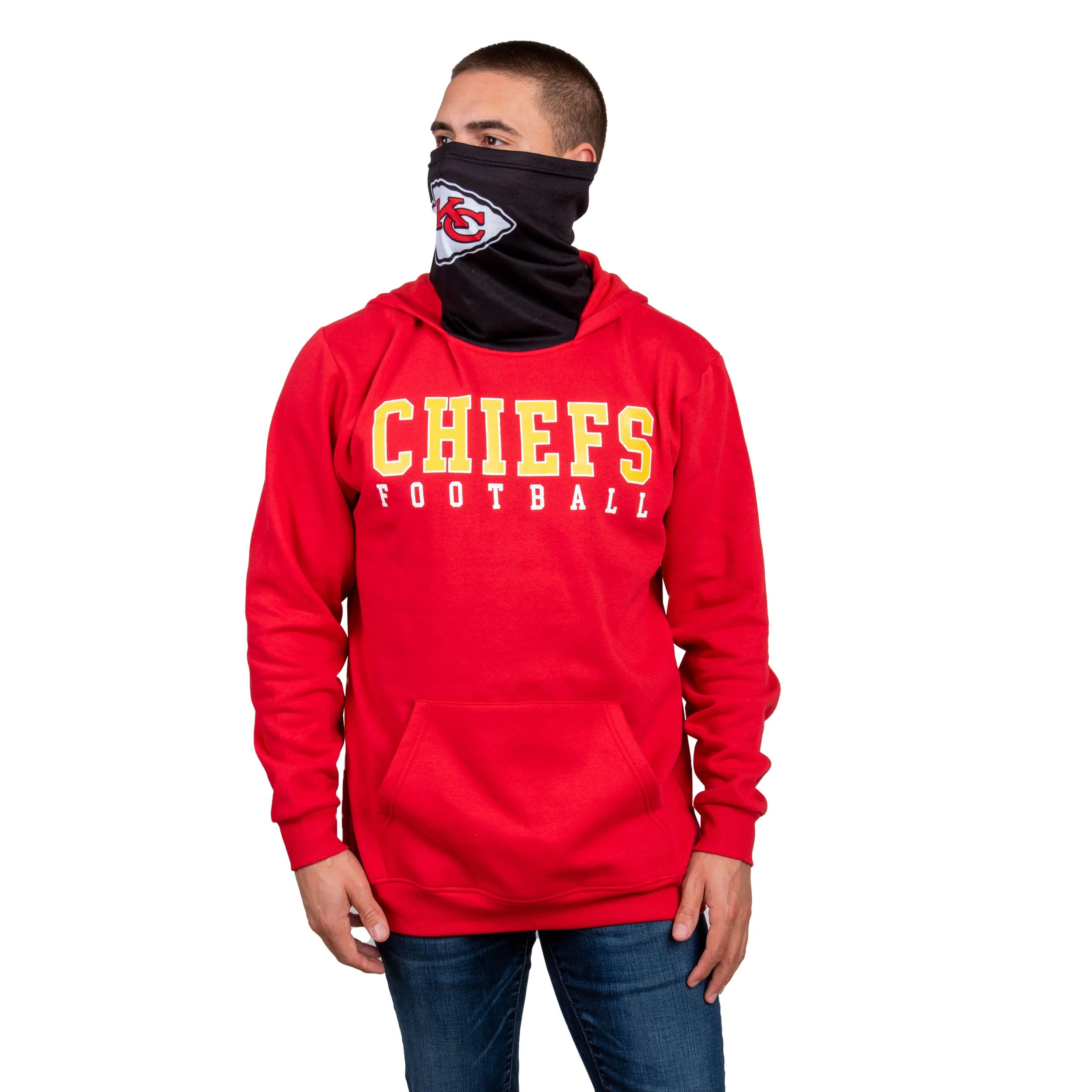 Kansas City Chiefs NFL Mens Solid Gaiter Hoodie - Image 2