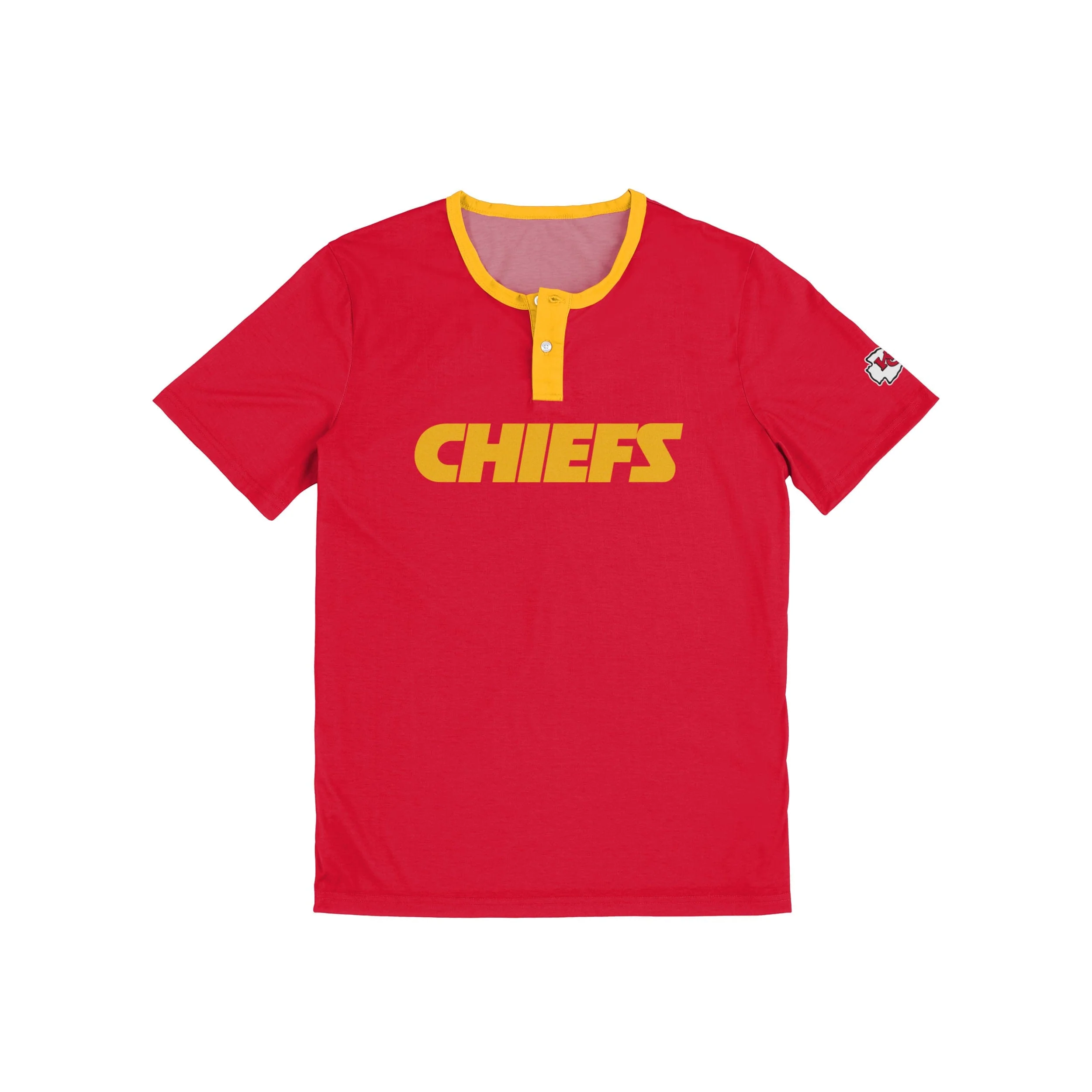 Kansas City Chiefs NFL Mens Solid Wordmark Short Sleeve Henley - Image 4