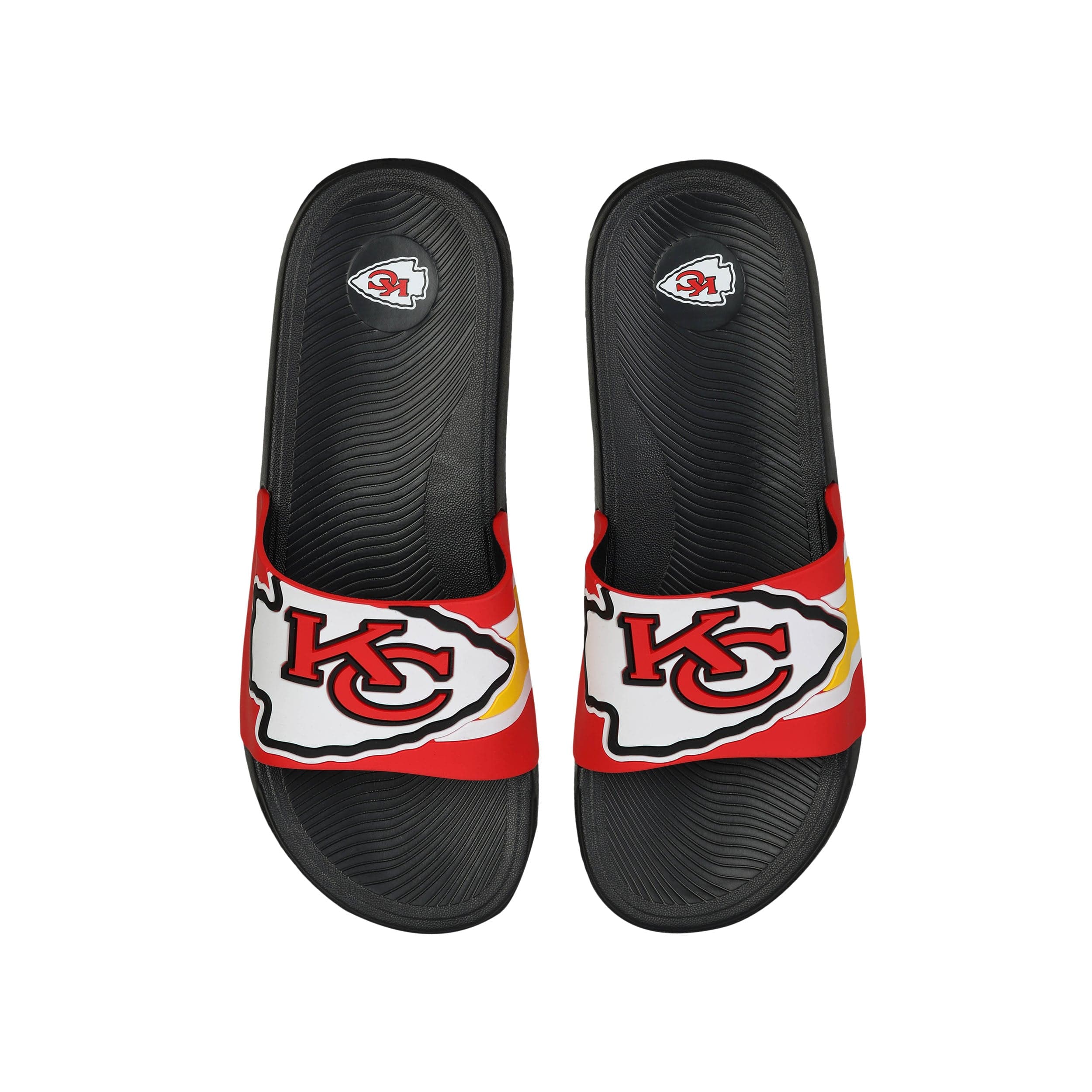 Kansas City Chiefs NFL Mens Striped Big Logo Raised Slide - Image 2