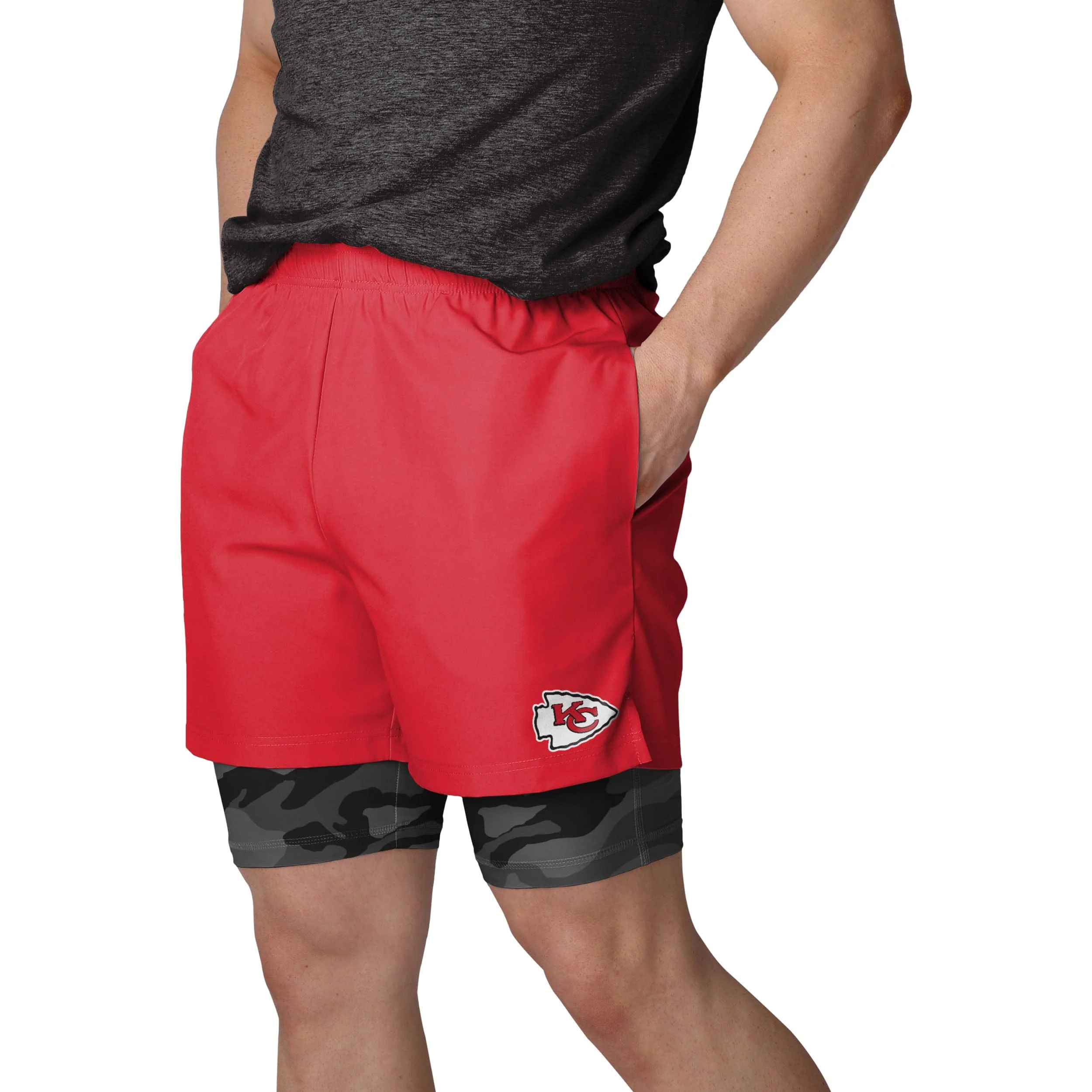 Kansas City Chiefs NFL Mens Team Color Camo Liner Shorts - Image 2