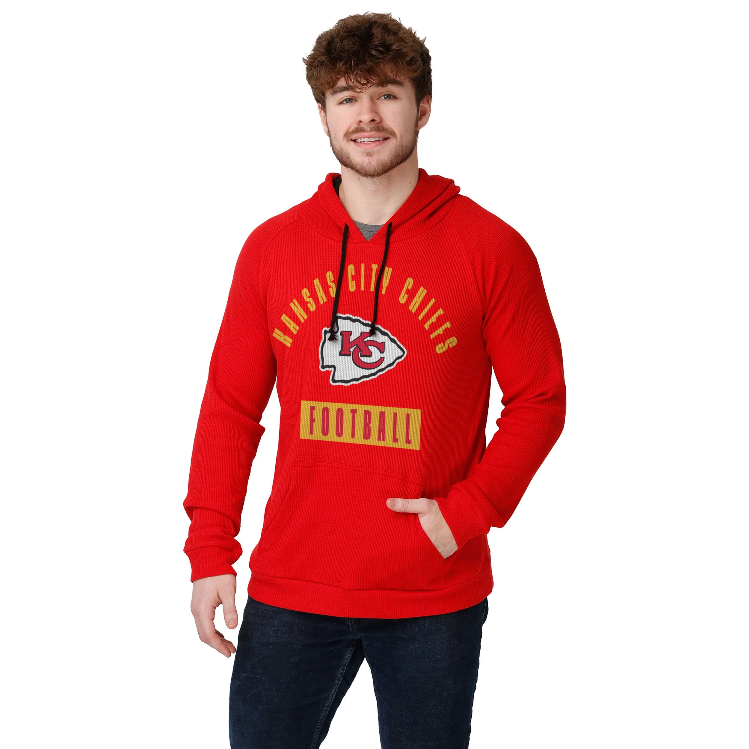 Kansas City Chiefs NFL Mens Team Color Waffle Hoodie