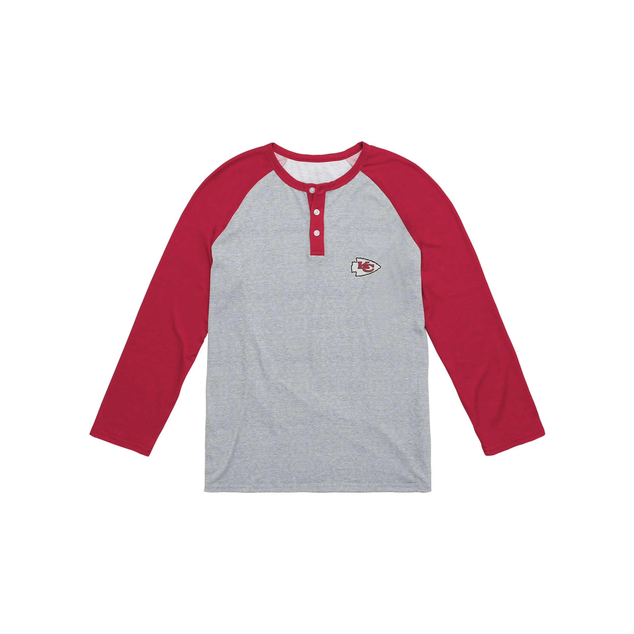 Kansas City Chiefs NFL Mens Team Logo Gray Long Sleeve Henley - Image 4