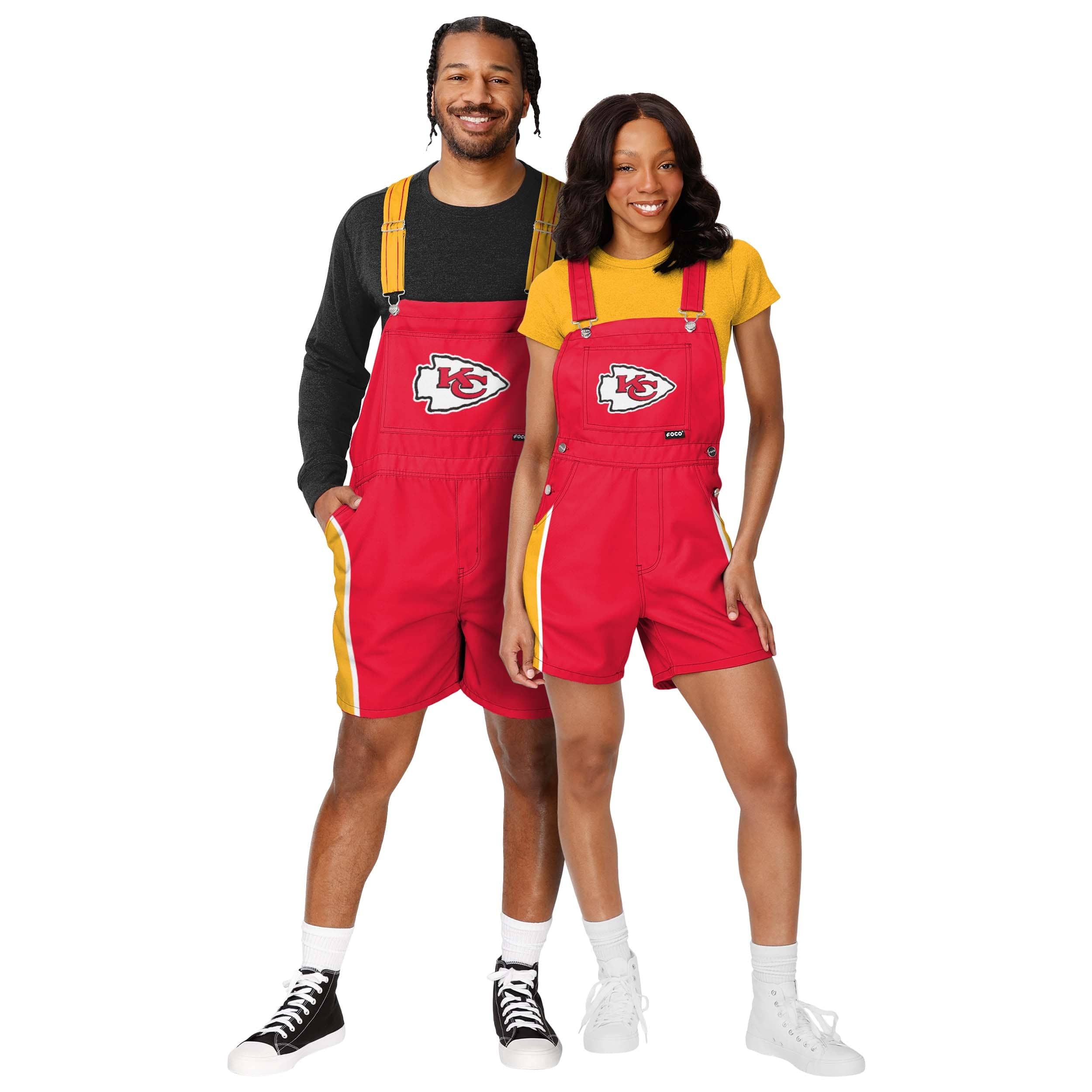 Kansas City Chiefs NFL Mens Team Stripe Bib Shortalls - Image 3