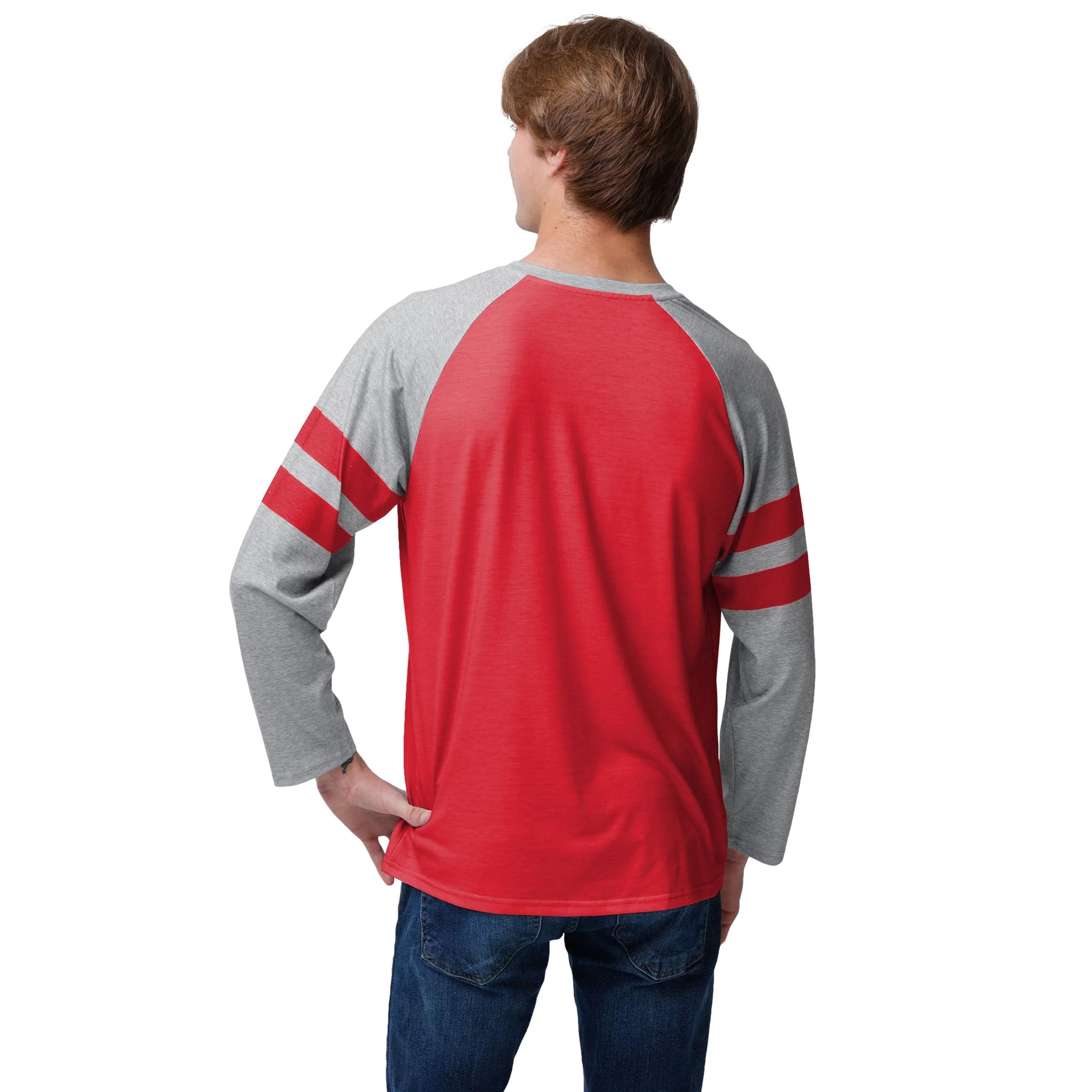 Kansas City Chiefs NFL Mens Team Stripe Wordmark Raglan T-Shirt - Image 2