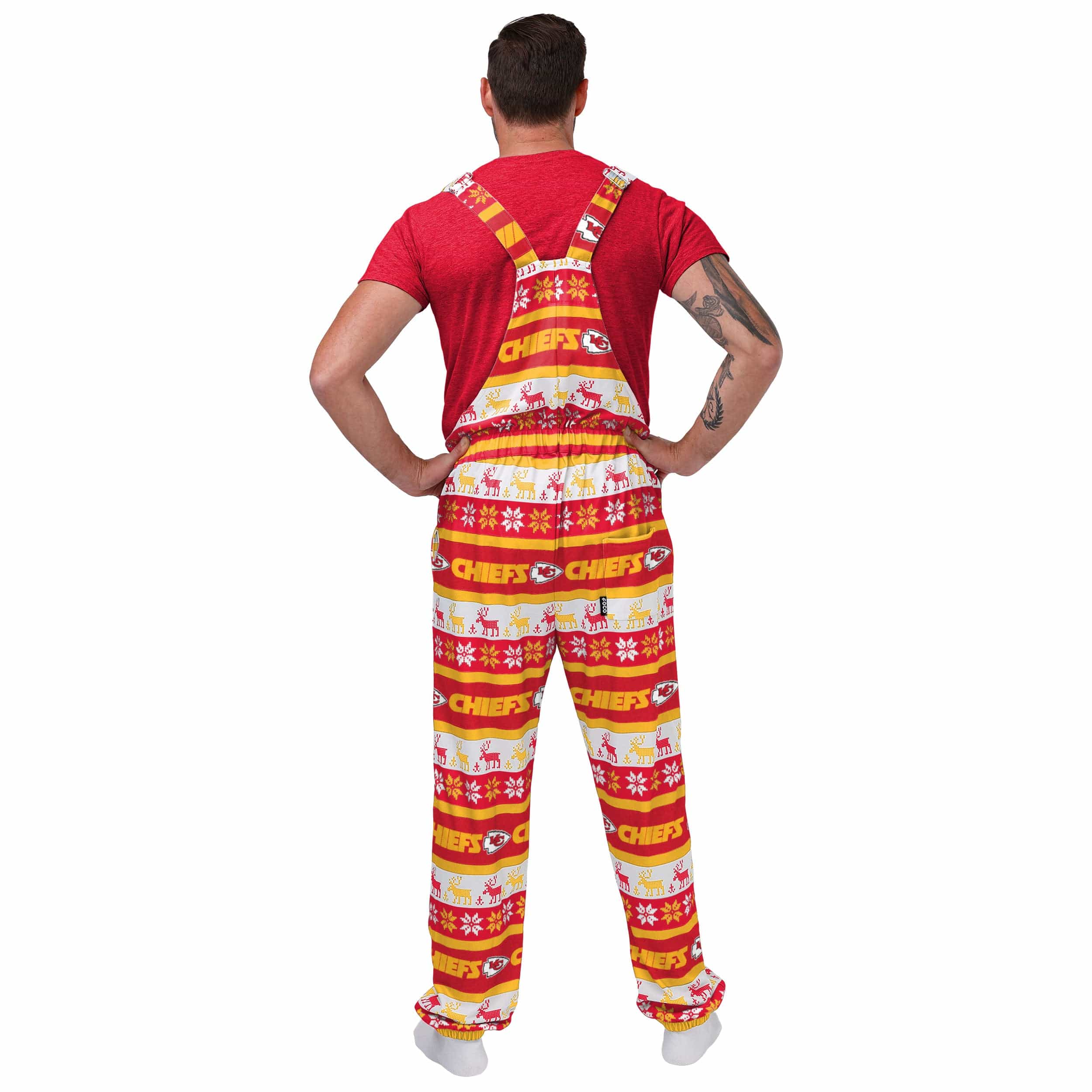 Kansas City Chiefs NFL Mens Ugly Home Gating Bib Overalls - Image 2