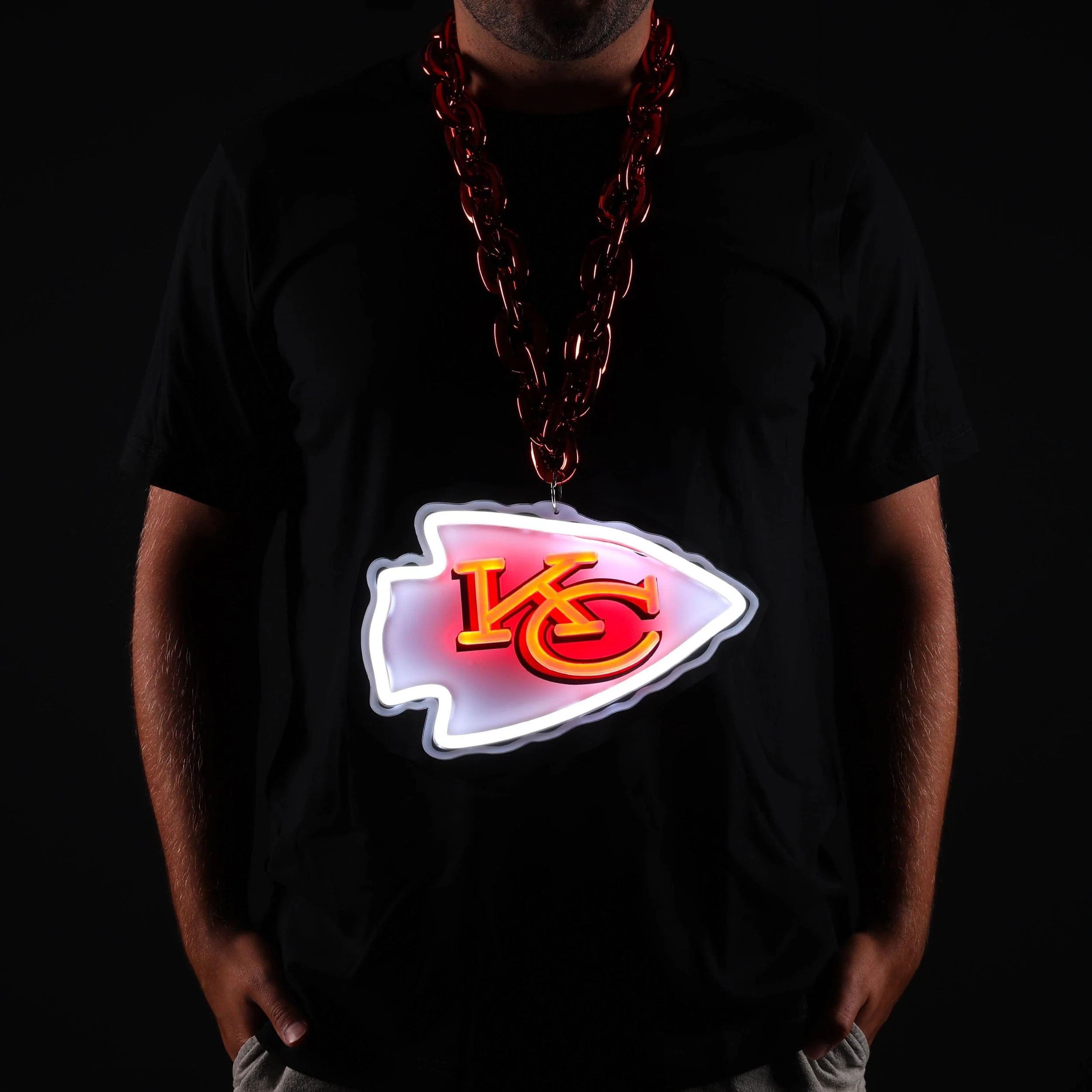Kansas City Chiefs NFL Neon Light Up Big Logo Chain - Image 3