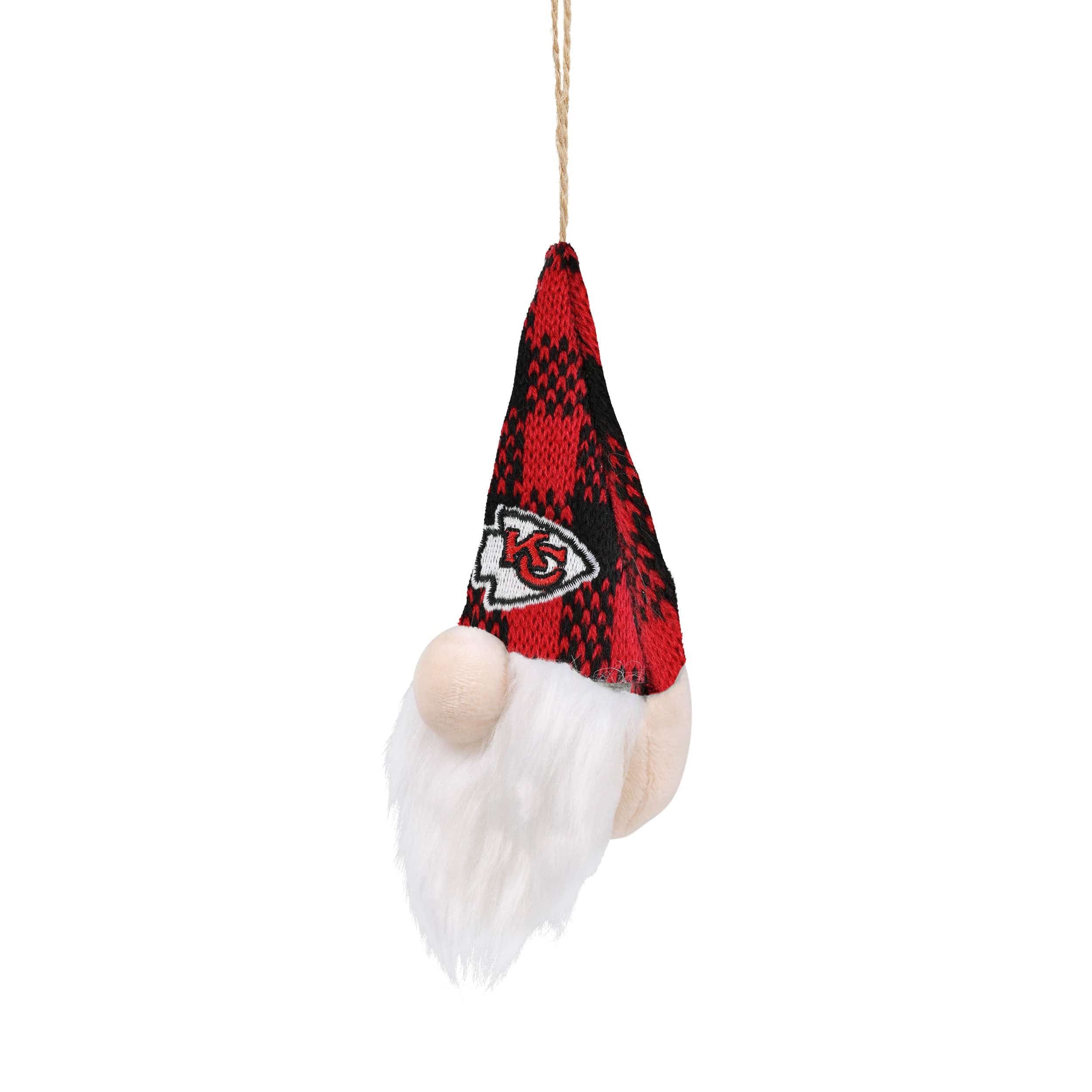 Kansas City Chiefs NFL Plaid Hat Plush Gnome Ornament - Image 2