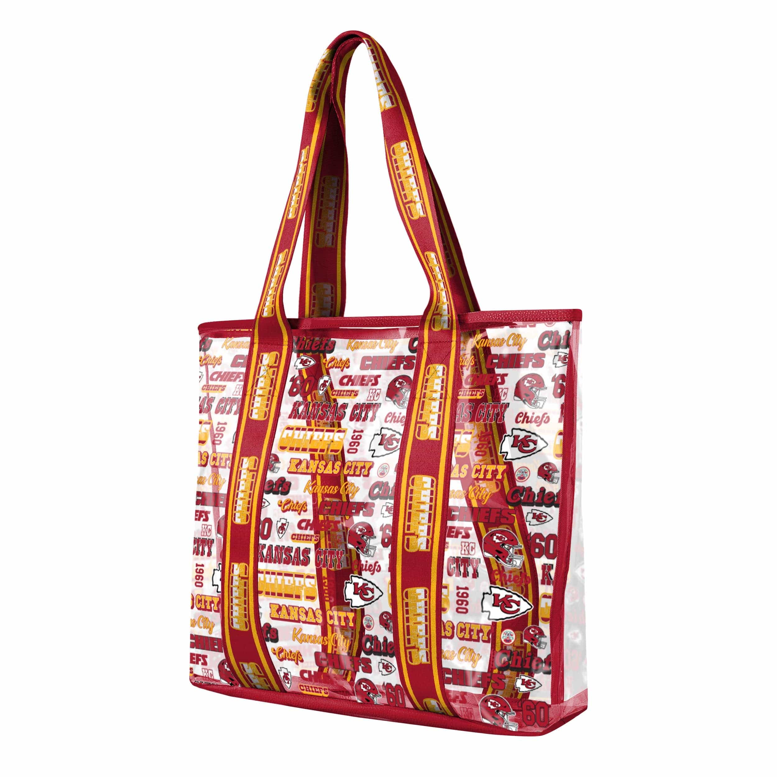 Kansas City Chiefs NFL Repeat Retro Print Clear Tote Bag - Image 2