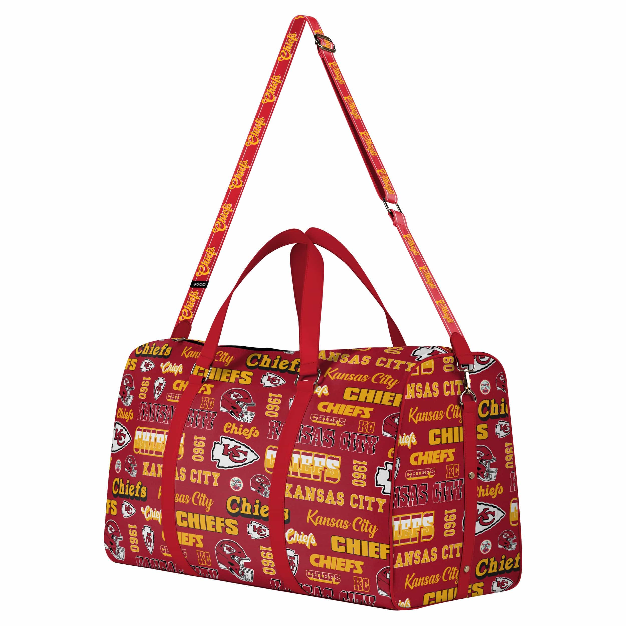 Kansas City Chiefs NFL Repeat Retro Print Nylon Weekender Duffle Bag - Image 2