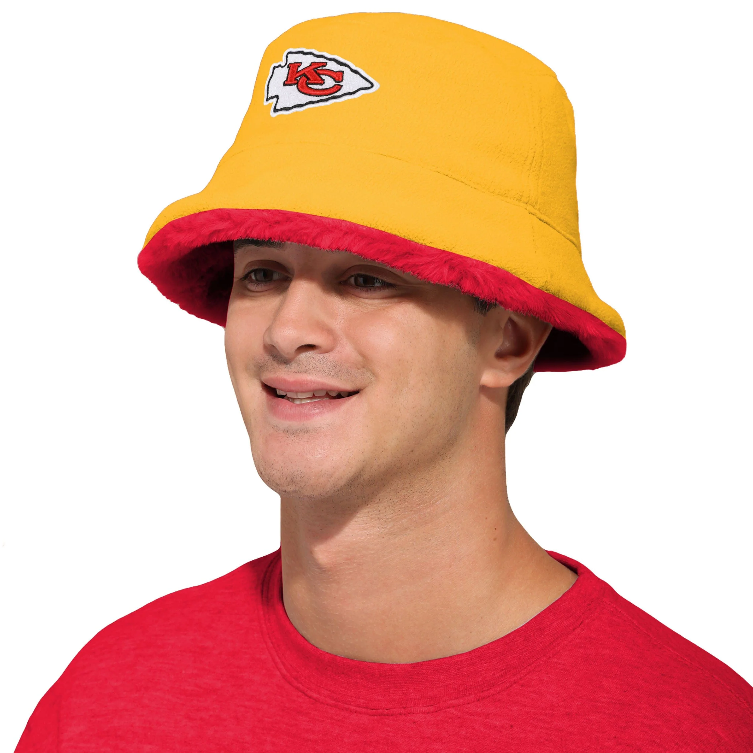 Kansas City Chiefs NFL Reversible Faux Fur Bucket Hat - Image 3