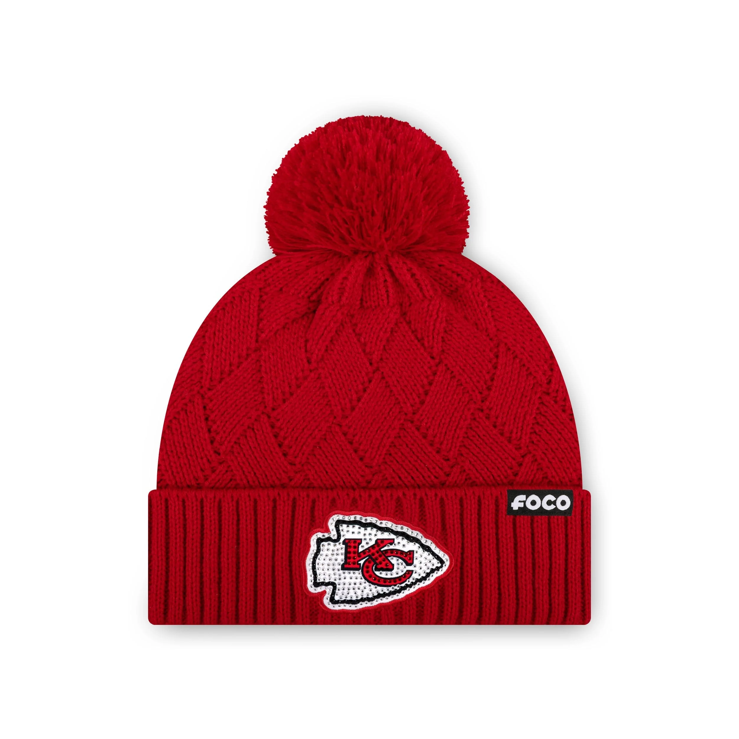 Kansas City Chiefs NFL Rhinestone Primary Logo Criss Cross Beanie