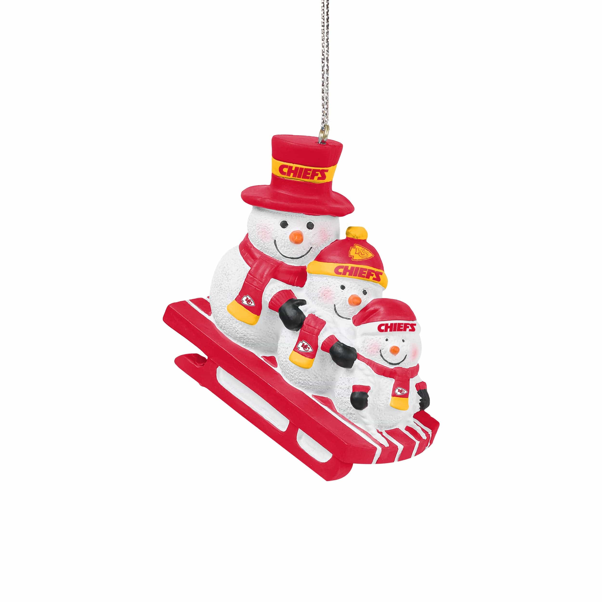 Kansas City Chiefs NFL Sledding Snowmen Ornament