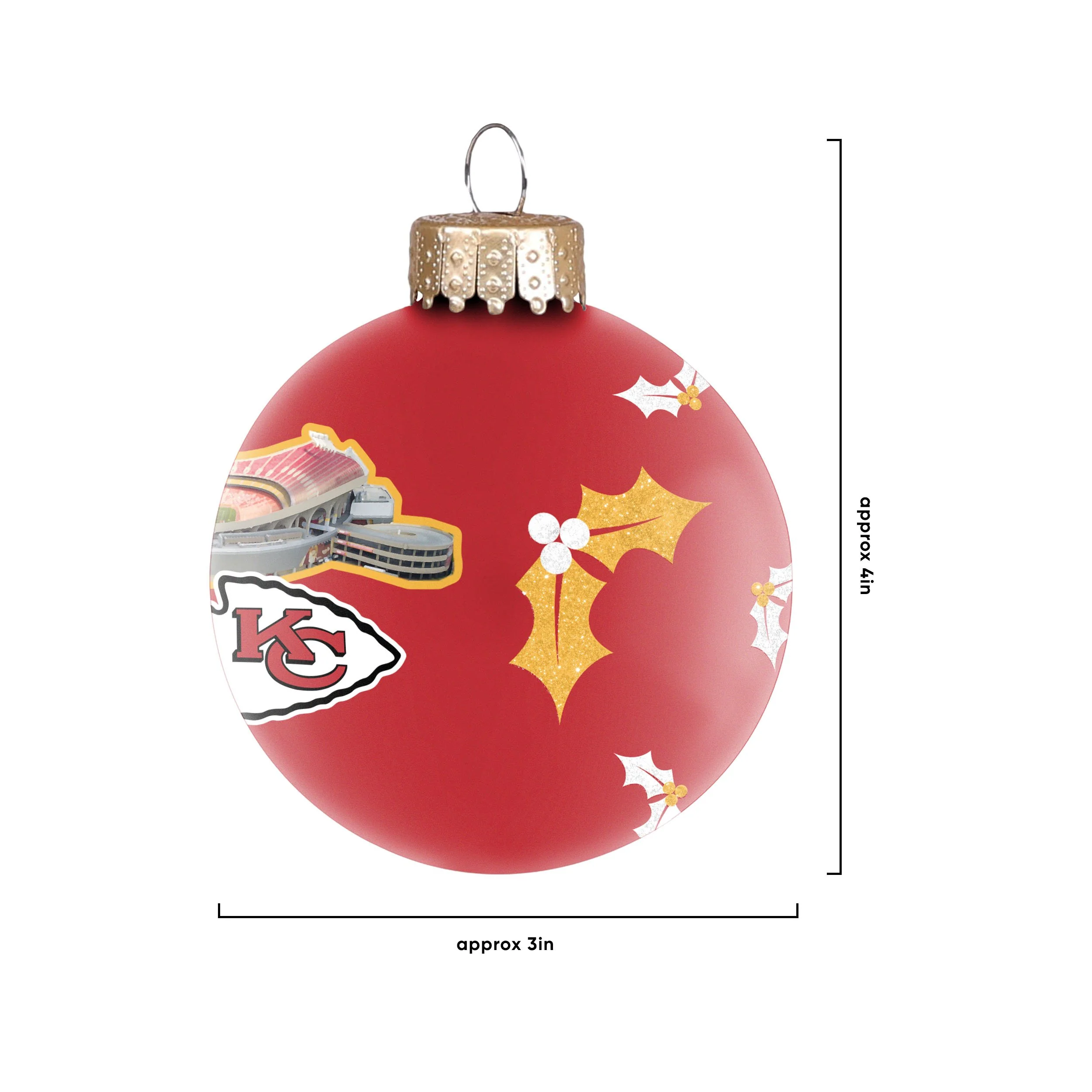 Kansas City Chiefs NFL Stadium Print Glass Ball Ornament - Image 4