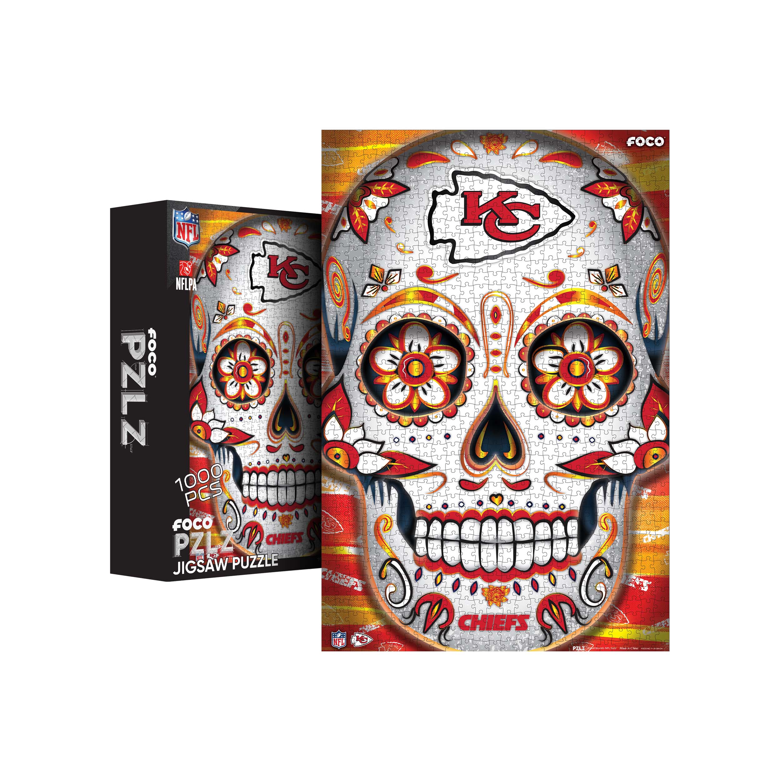 Kansas City Chiefs NFL Sugar Skull 1000 Piece Jigsaw Puzzle PZLZ