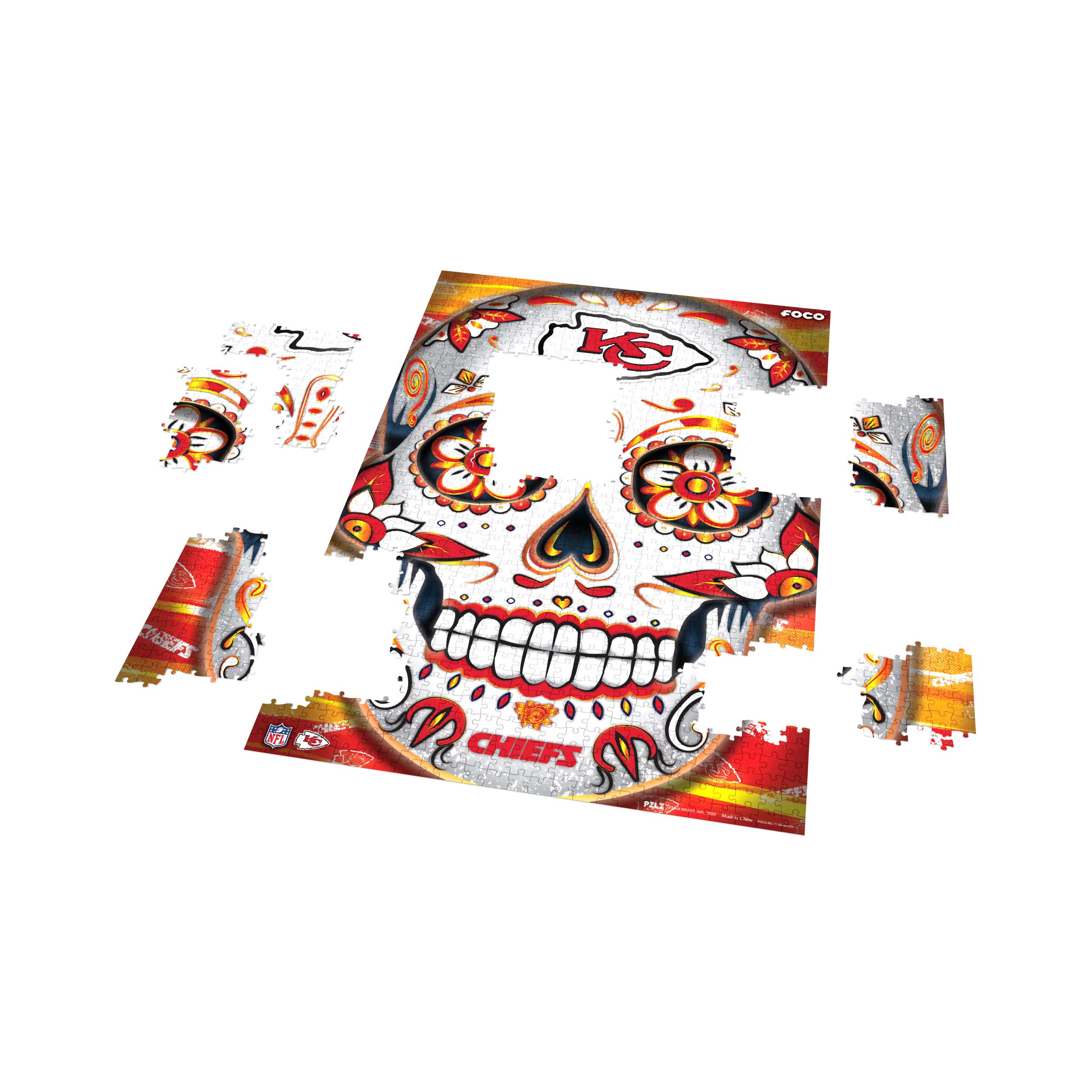 Kansas City Chiefs NFL Sugar Skull 1000 Piece Jigsaw Puzzle PZLZ - Image 3