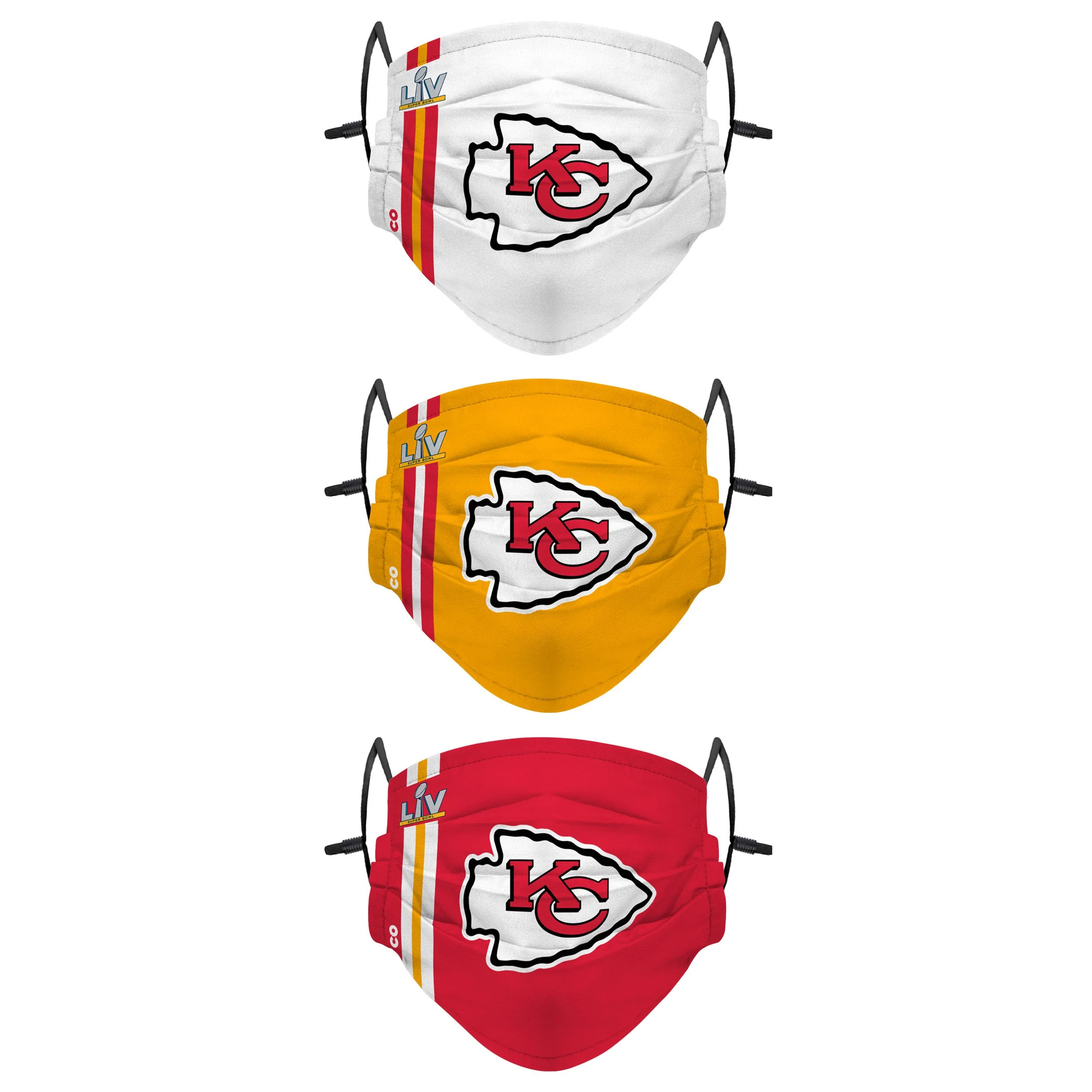 Kansas City Chiefs NFL Super Bowl LV Adjustable 3 Pack Face Cover