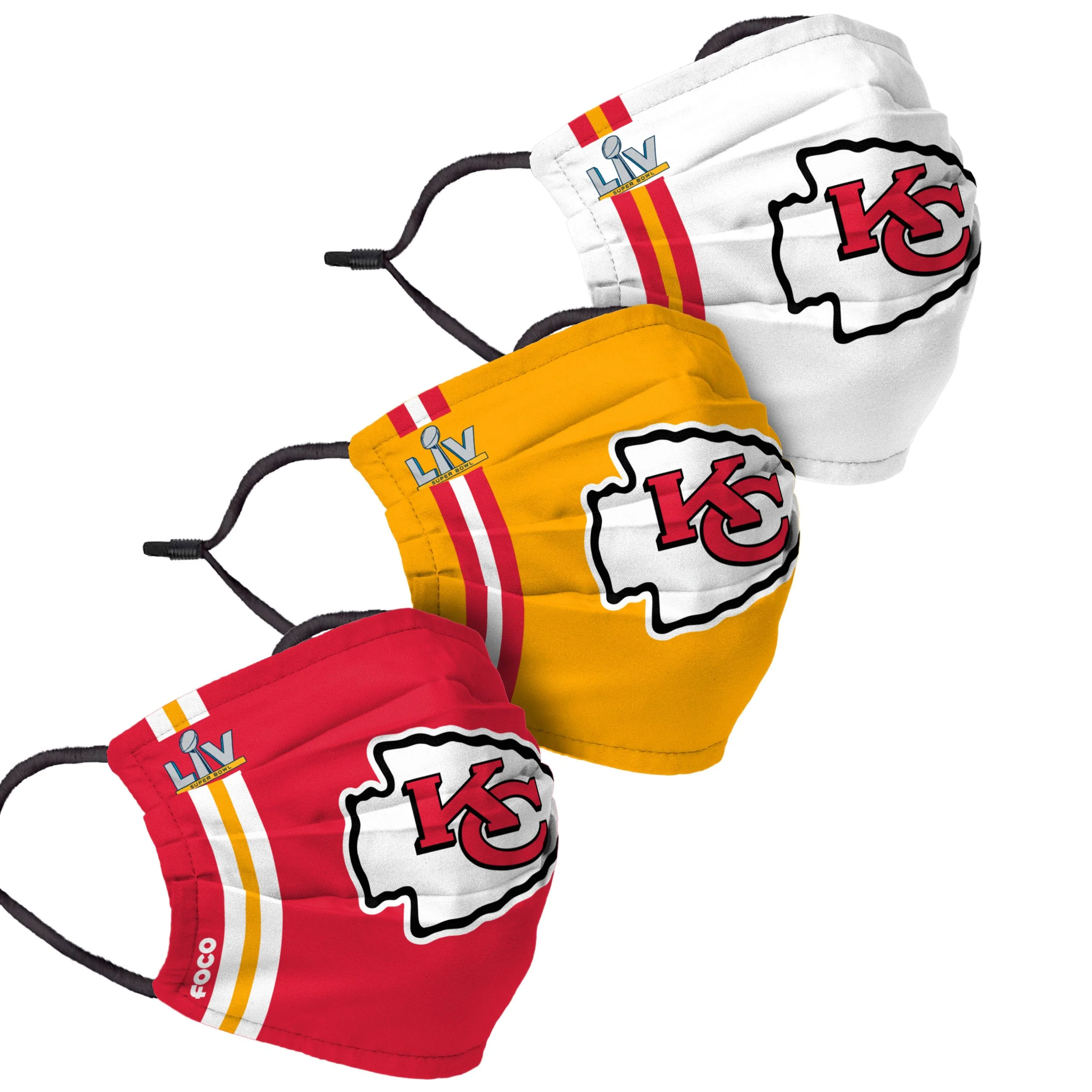 Kansas City Chiefs NFL Super Bowl LV Adjustable 3 Pack Face Cover - Image 2